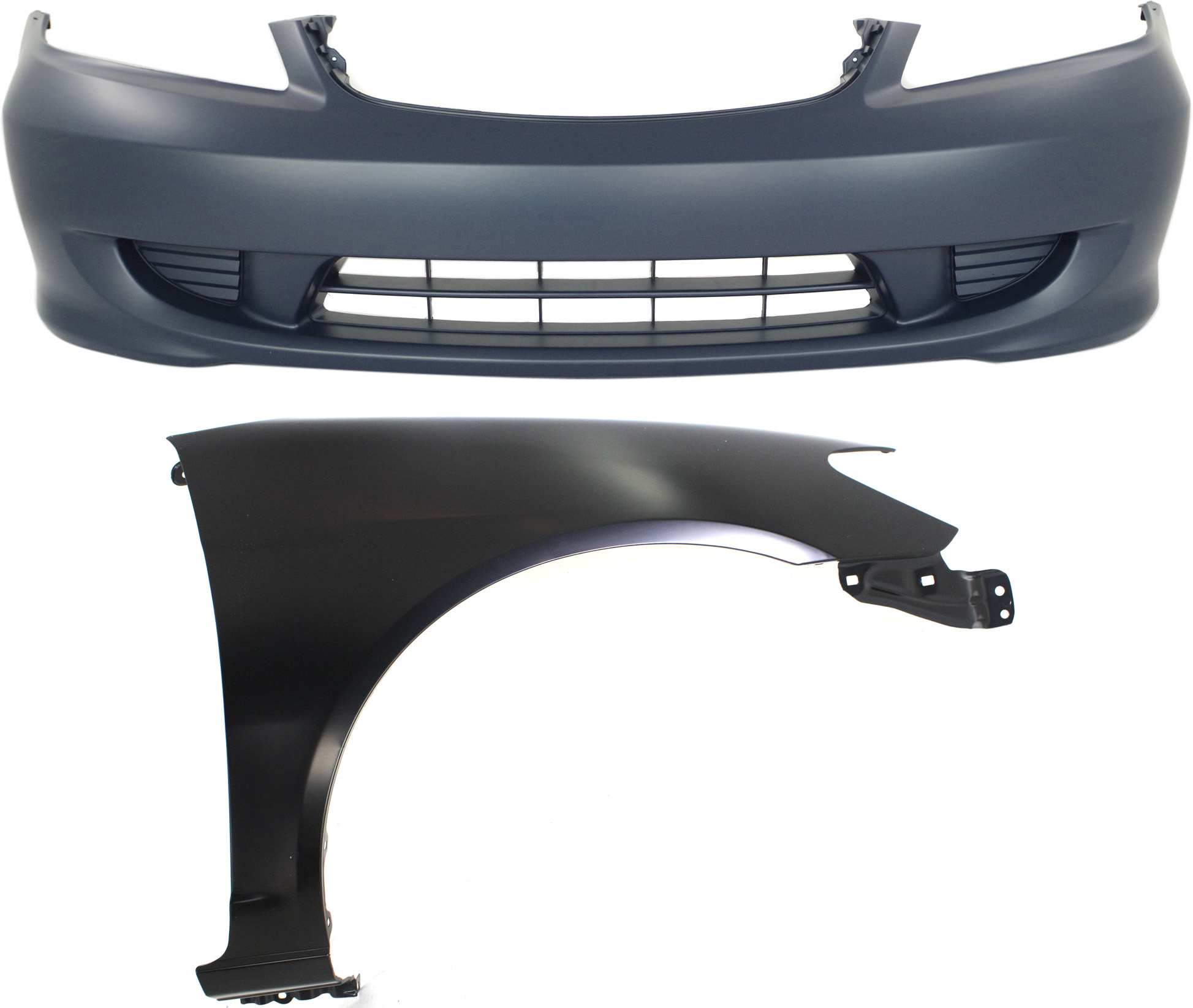 AM CIVIC 04-05 FRONT BUMPER COVER 2 pc Kit with Fender CAPA SKU KIT 011418-17 Partslink HO1000216C HO1241162C OEM 04711S5AA91ZZ 60211S5AA80ZZ