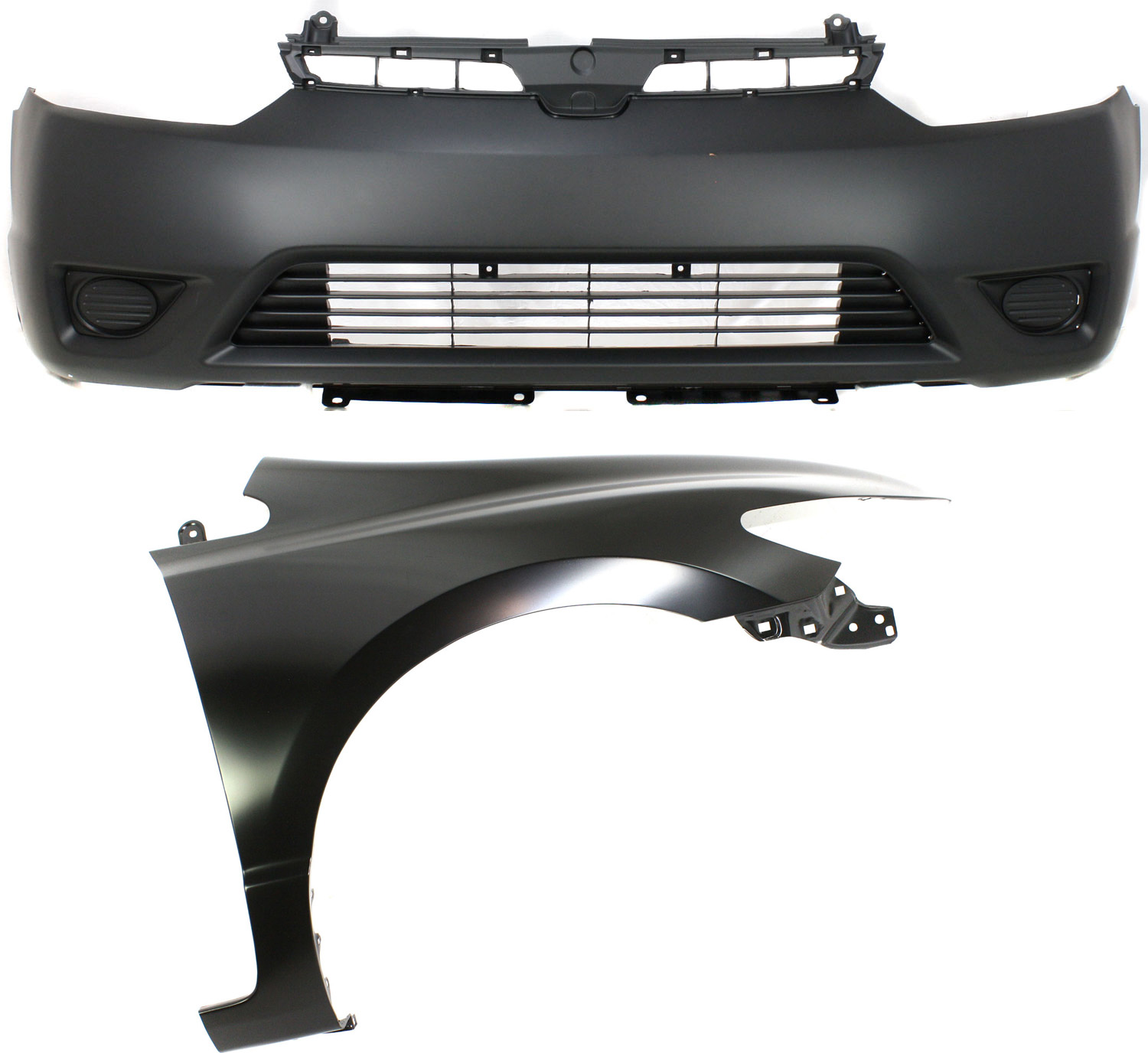 AM CIVIC 06-08 FRONT BUMPER COVER 2 pc Kit with Fender Coupe CAPA SKU KIT 011418-18 Partslink HO1000237C HO1241169C OEM 04711SVAA90ZZ 60211SVAA90ZZ