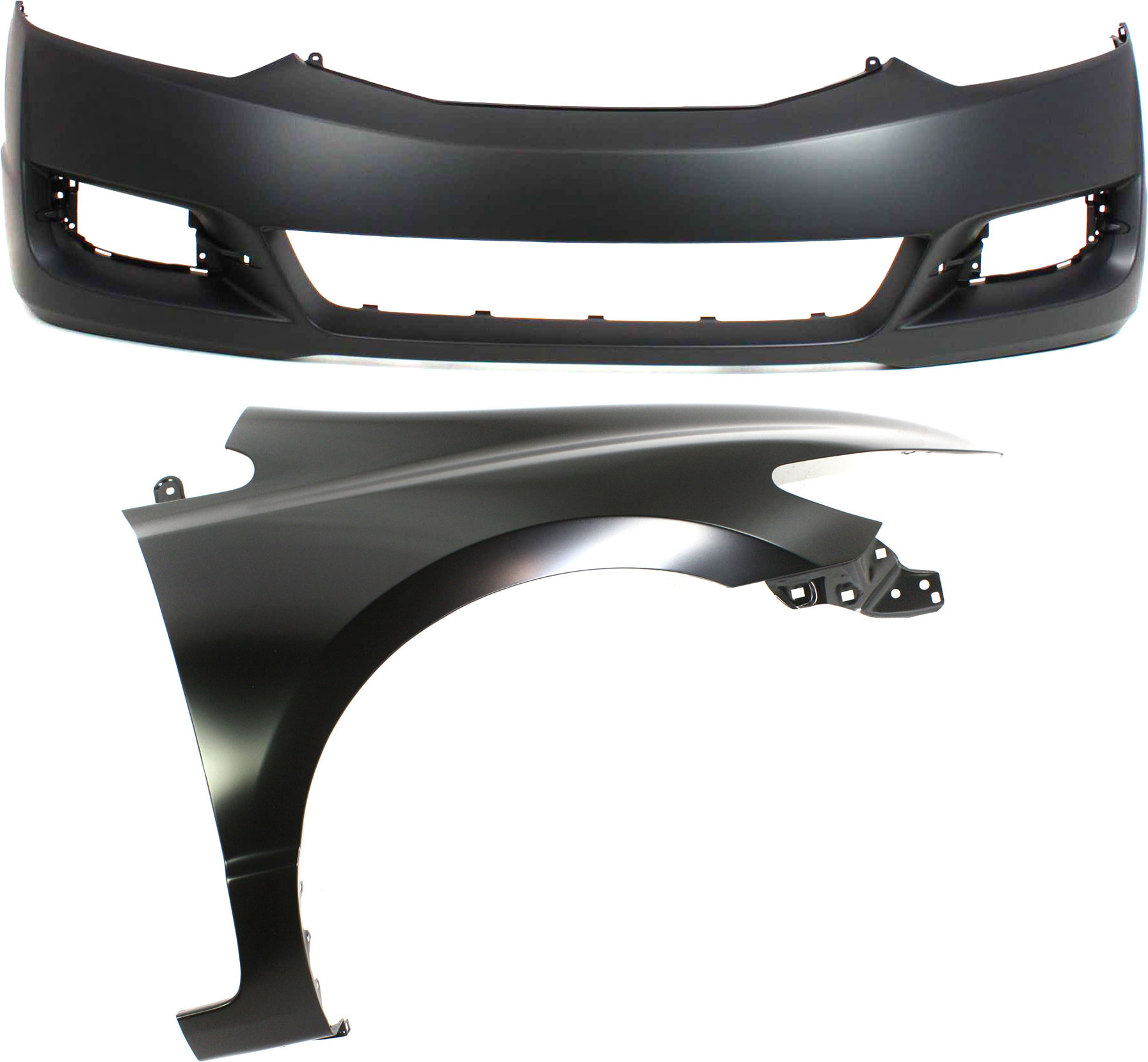 AM CIVIC 09-11 FRONT BUMPER COVER 2 pc Kit Primed with Fender Coupe CAPA SKU KIT 011418-21 Partslink HO1000262C HO1241169C OEM 04711SVAA80ZZ 60211SVAA90ZZ