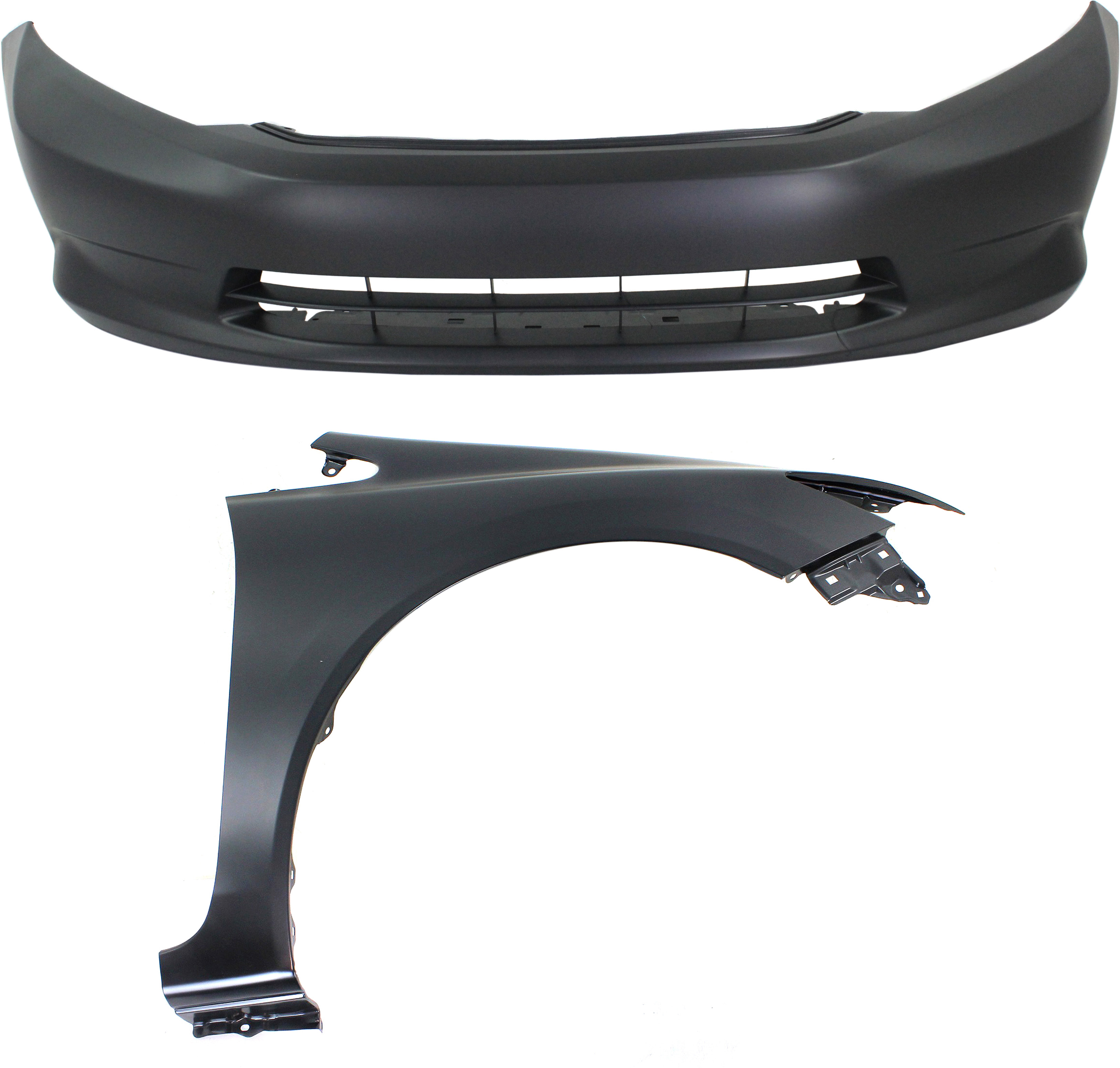 AM CIVIC 12-12 FRONT BUMPER COVER 2 pc Kit with Fender Sedan CAPA SKU KIT 011418-23 Partslink HO1000280C HO1241181C OEM 04711TR3A90ZZ 60211TR6305ZZ
