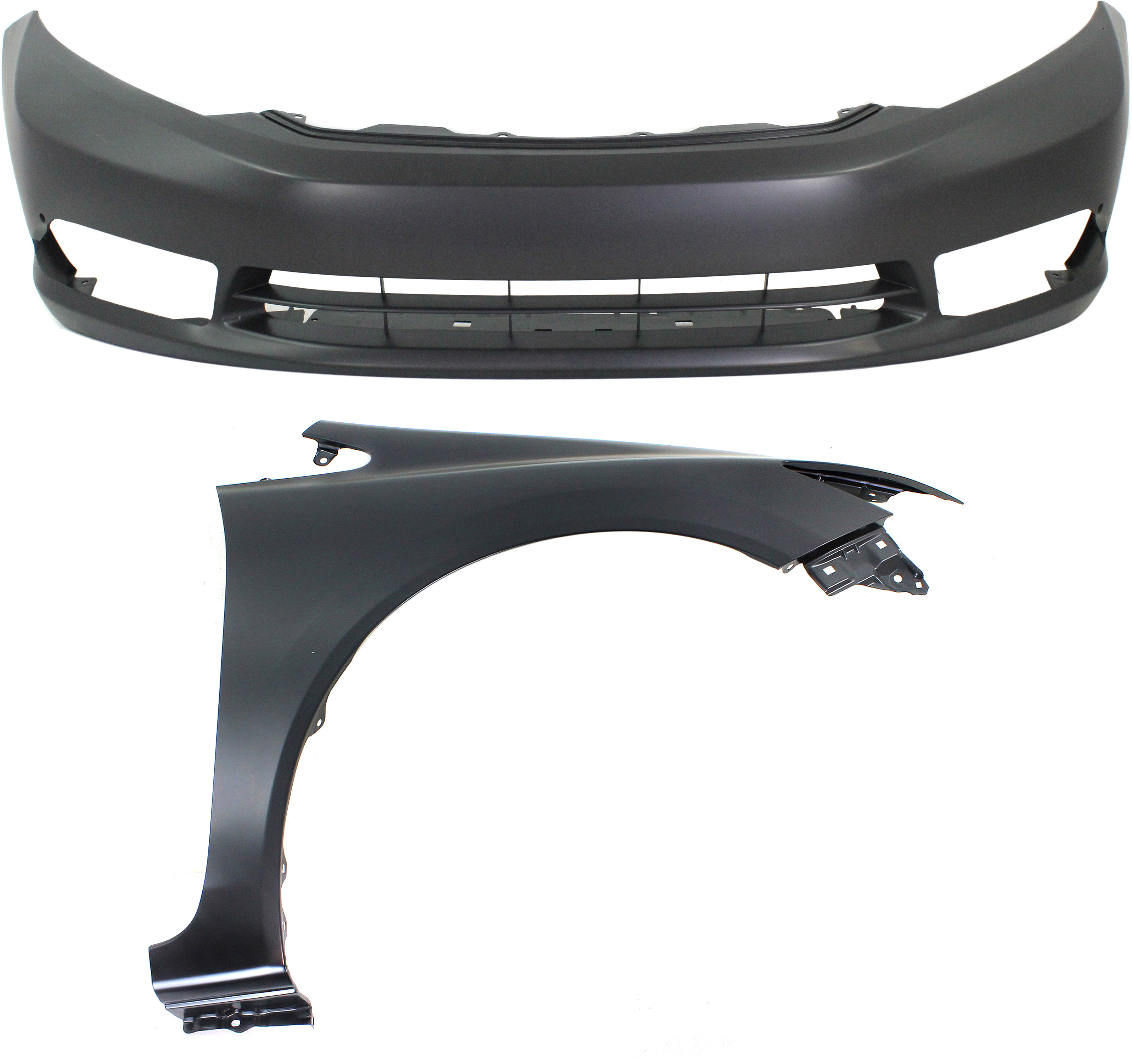 AM CIVIC 12-12 FRONT BUMPER COVER 2 pc Kit with Fender Sedan CAPA SKU KIT 011418-24 Partslink HO1000281C HO1241181C OEM 04711TR3A80ZZ 60211TR6305ZZ