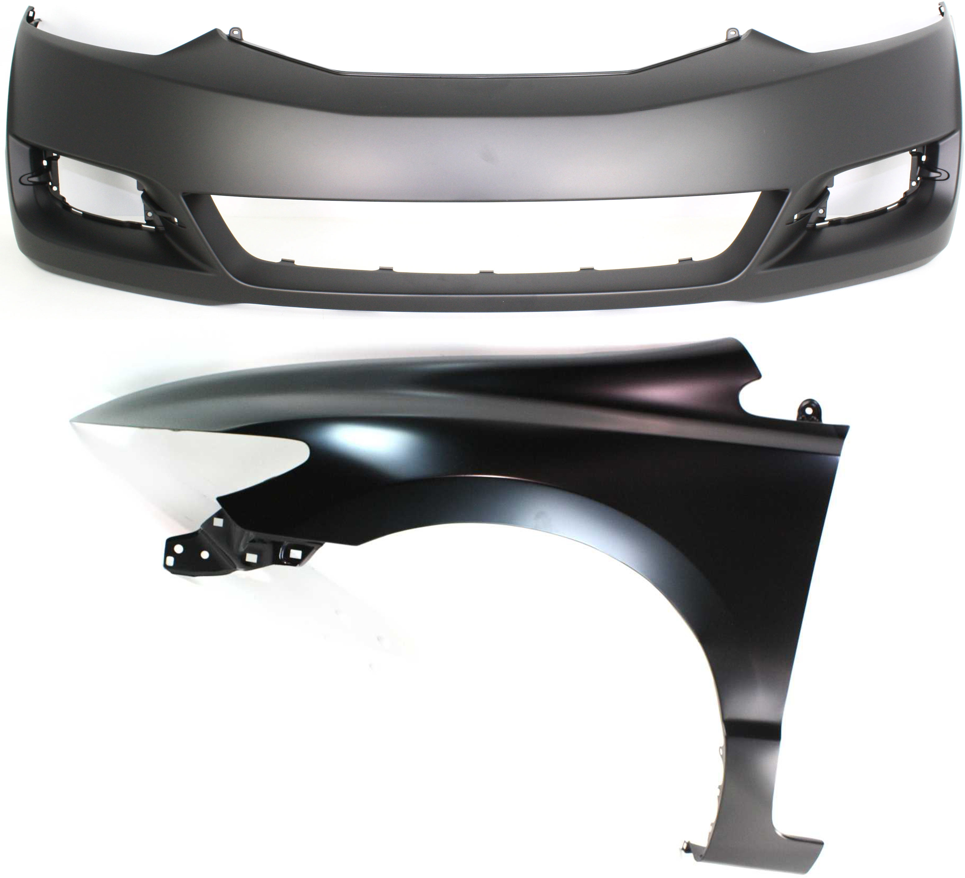 AM CIVIC 09-11 FRONT BUMPER COVER 2 pc Kit with Fender Coupe SKU KIT 011418-33 Partslink HO1000262 HO1240169 OEM 04711SVAA80ZZ 60261SVAA90ZZ