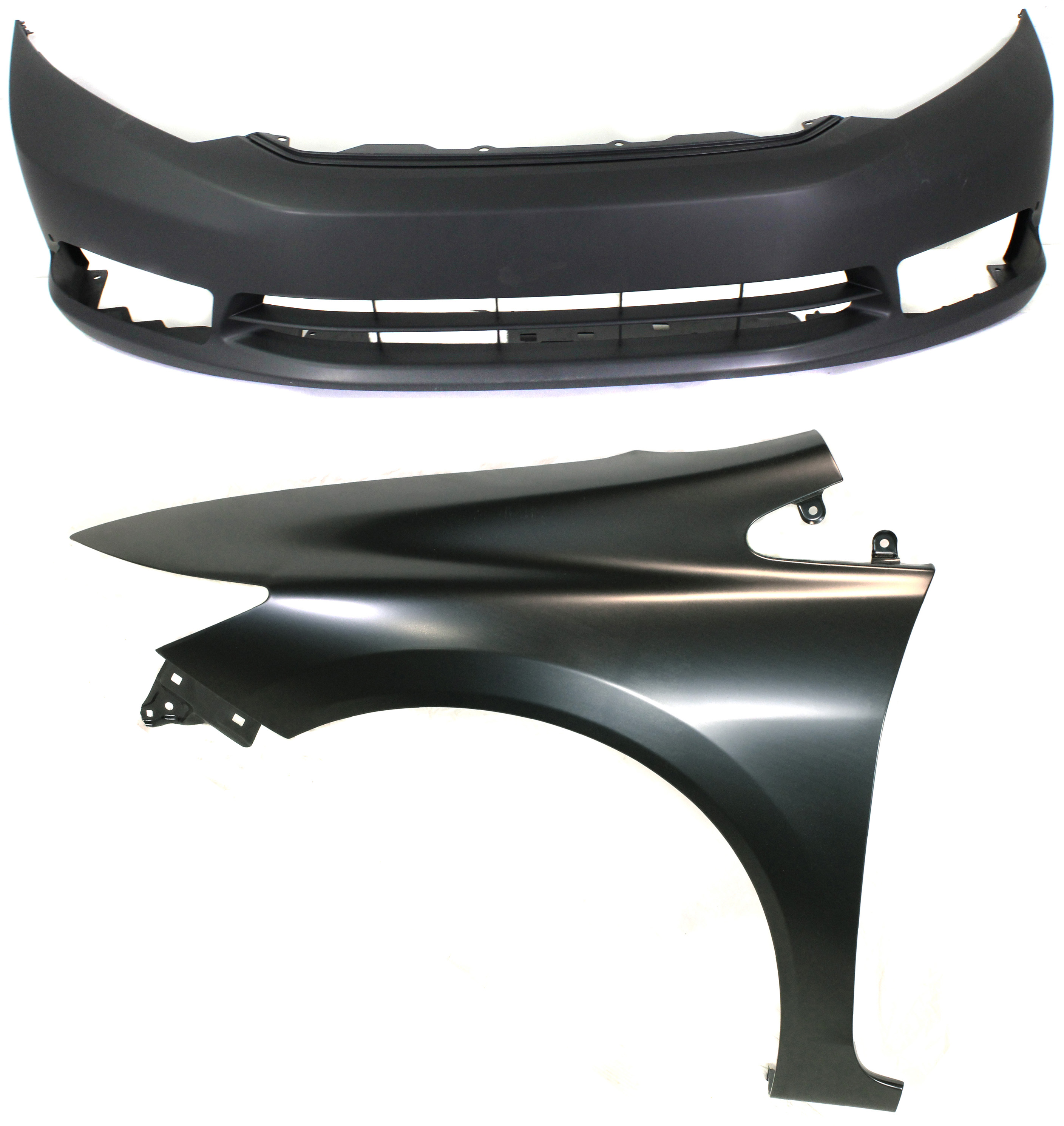 AM CIVIC 12-12 FRONT BUMPER COVER 2 pc Kit with Fender Sedan SKU KIT 011418-36 Partslink HO1000281 HO1240181 OEM 04711TR3A80ZZ 60261TR6305ZZ