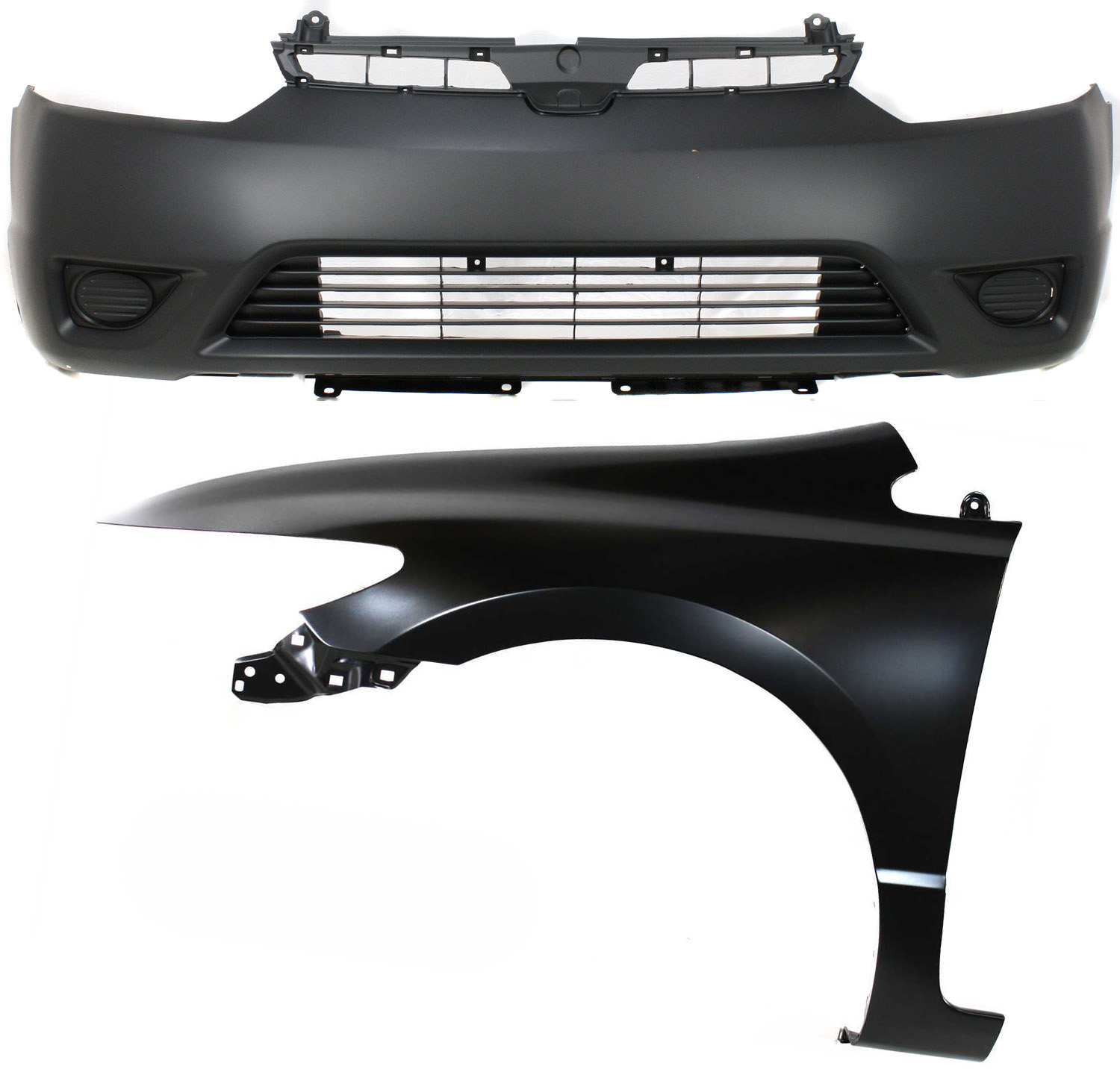AM CIVIC 06-08 FRONT BUMPER COVER 2 pc Kit with Fender Coupe CAPA SKU KIT 011418-44 Partslink HO1000237C HO1240169C OEM 04711SVAA90ZZ 60261SVAA90ZZ