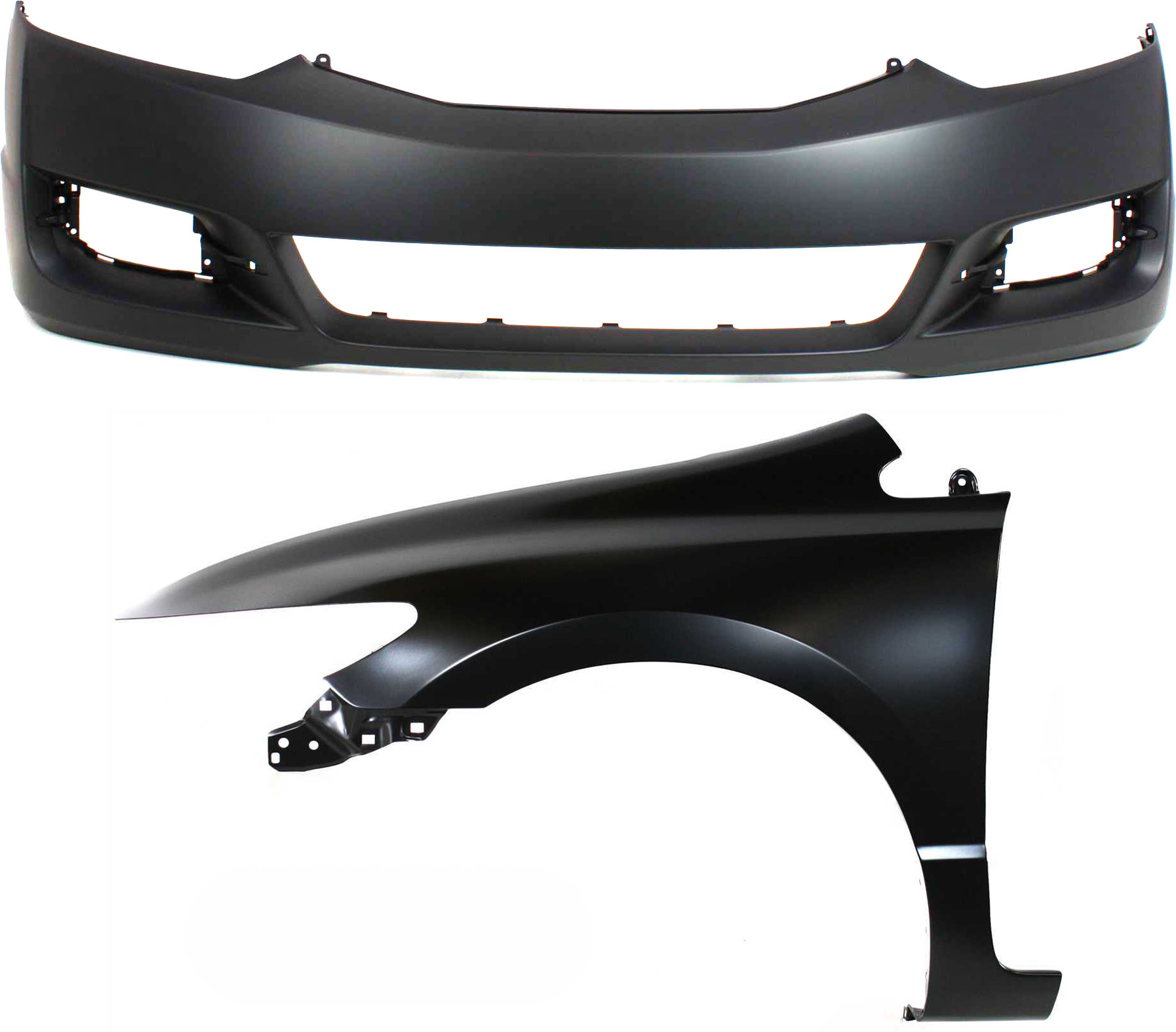 AM CIVIC 09-11 FRONT BUMPER COVER 2 pc Kit with Fender Coupe CAPA SKU KIT 011418-47 Partslink HO1000262C HO1240169C OEM 04711SVAA80ZZ 60261SVAA90ZZ