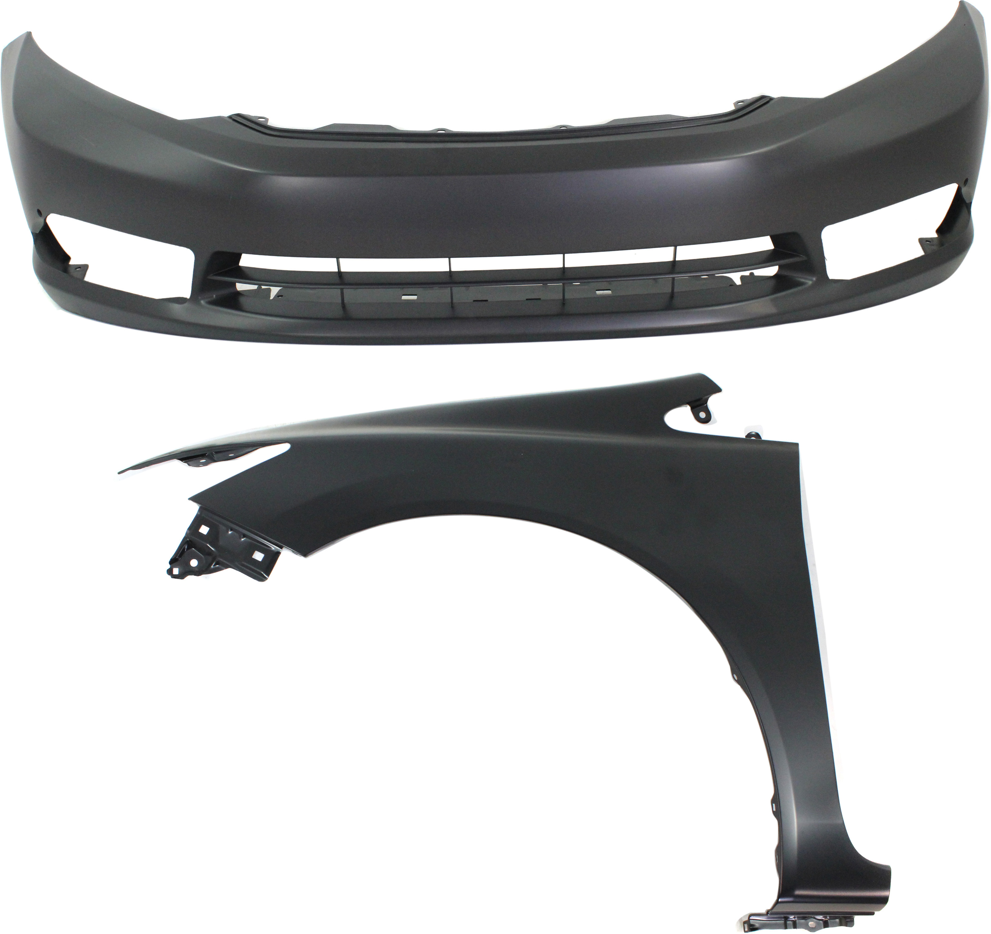 AM CIVIC 12-12 FRONT BUMPER COVER 2 pc Kit Primed with Fender Sedan CAPA SKU KIT 011418-50 Partslink HO1000281C HO1240181C OEM 04711TR3A80ZZ 60261TR6305ZZ