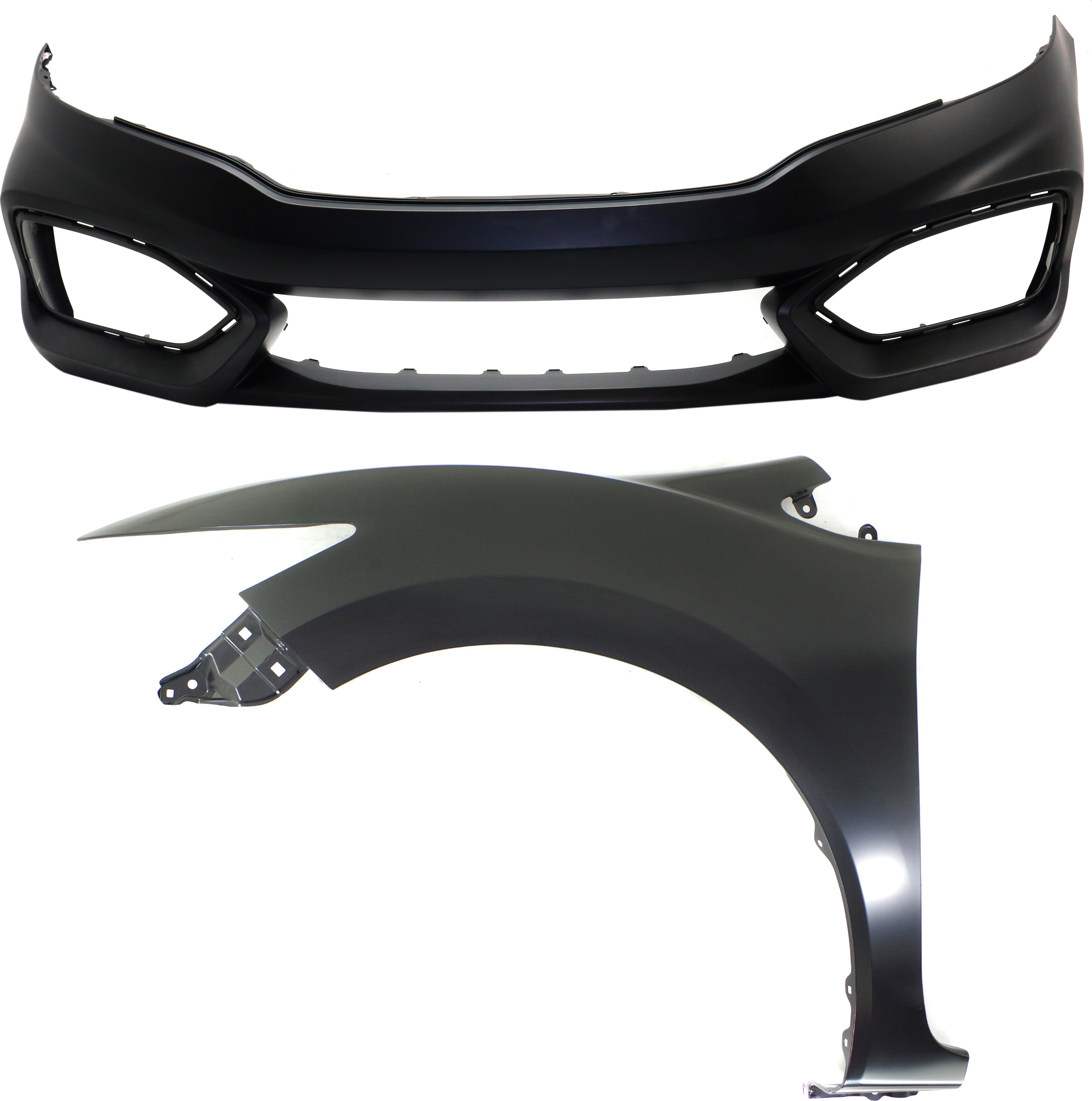 AM CIVIC 14-15 FRONT FENDER LH Primed Steel w o Molding Holes 2 pc kit with Bumper Cover CAPA SKU KIT 011418-53 Partslink HO1000296C HO1240189C OEM 60260TS8A50ZZ 71101TS8A50ZZ