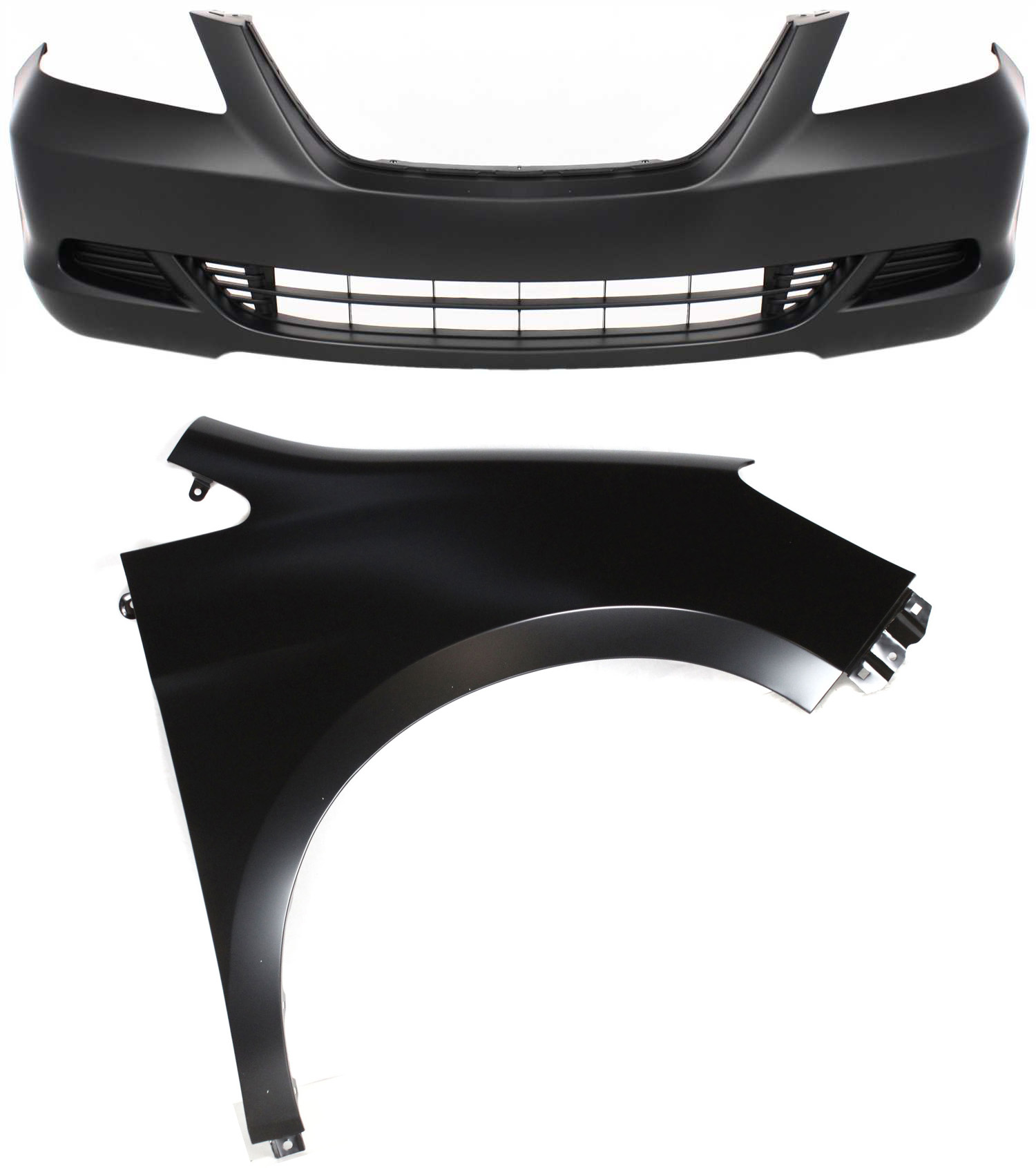 AM ODYSSEY5-07 FRONT BUMPER COVER 2 pc Kit Primed with Fender SKU KIT 011418-56 Partslink HO1000222 HO1241163 OEM 04711SHJA90ZZ 60211SHJA90ZZ