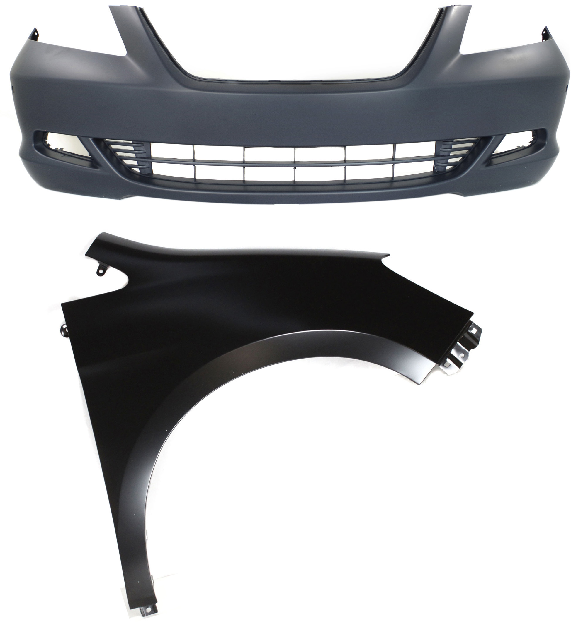 AM ODYSSEY5-07 FRONT BUMPER COVER 2 pc Kit Primed with Fender CAPA SKU KIT 011418-62 Partslink HO1000223C HO1241163C OEM 04711SHJA80ZZ 60211SHJA90ZZ