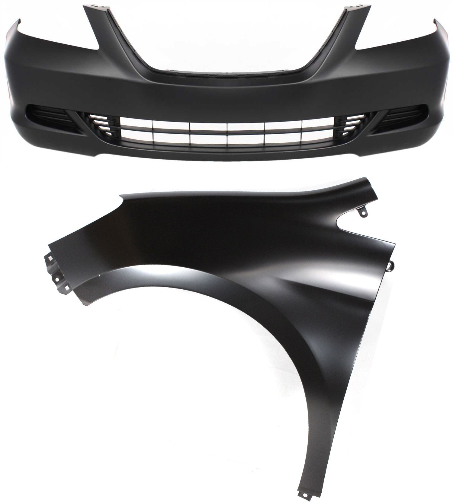 AM ODYSSEY5-07 FRONT BUMPER COVER 2 pc Kit Primed with Fender SKU KIT 011418-67 Partslink HO1000222 HO1240163 OEM 04711SHJA90ZZ 60261SHJA90ZZ