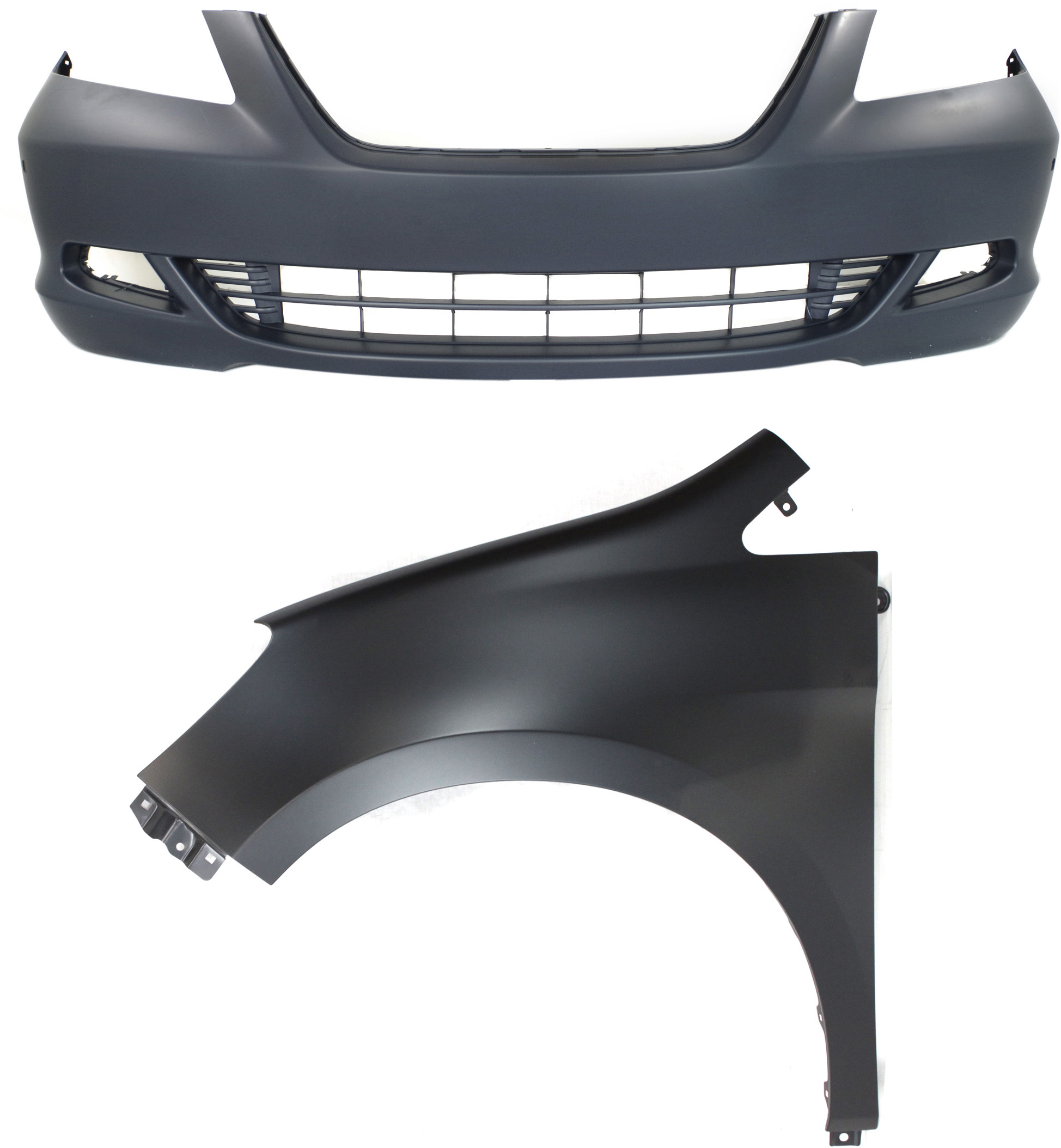 AM ODYSSEY5-07 FRONT BUMPER COVER 2 pc Kit Primed with Fender CAPA SKU KIT 011418-73 Partslink HO1000223C HO1240163C OEM 04711SHJA80ZZ 60261SHJA90ZZ