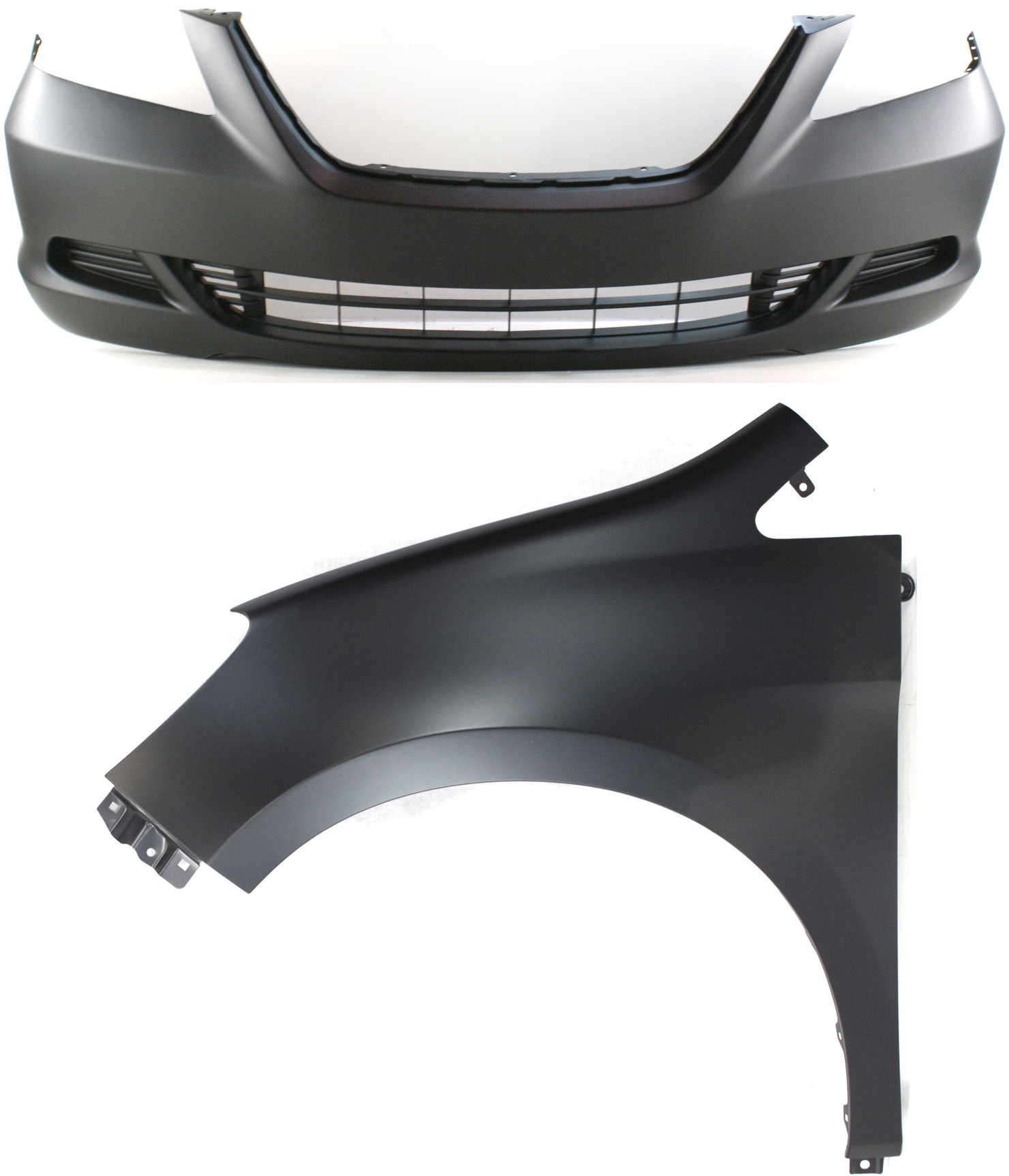 AM ODYSSEY5-07 FRONT BUMPER COVER 2 pc Kit Primed with Fender CAPA SKU KIT 011418-74 Partslink HO1000222C HO1240163C OEM 04711SHJA90ZZ 60261SHJA90ZZ