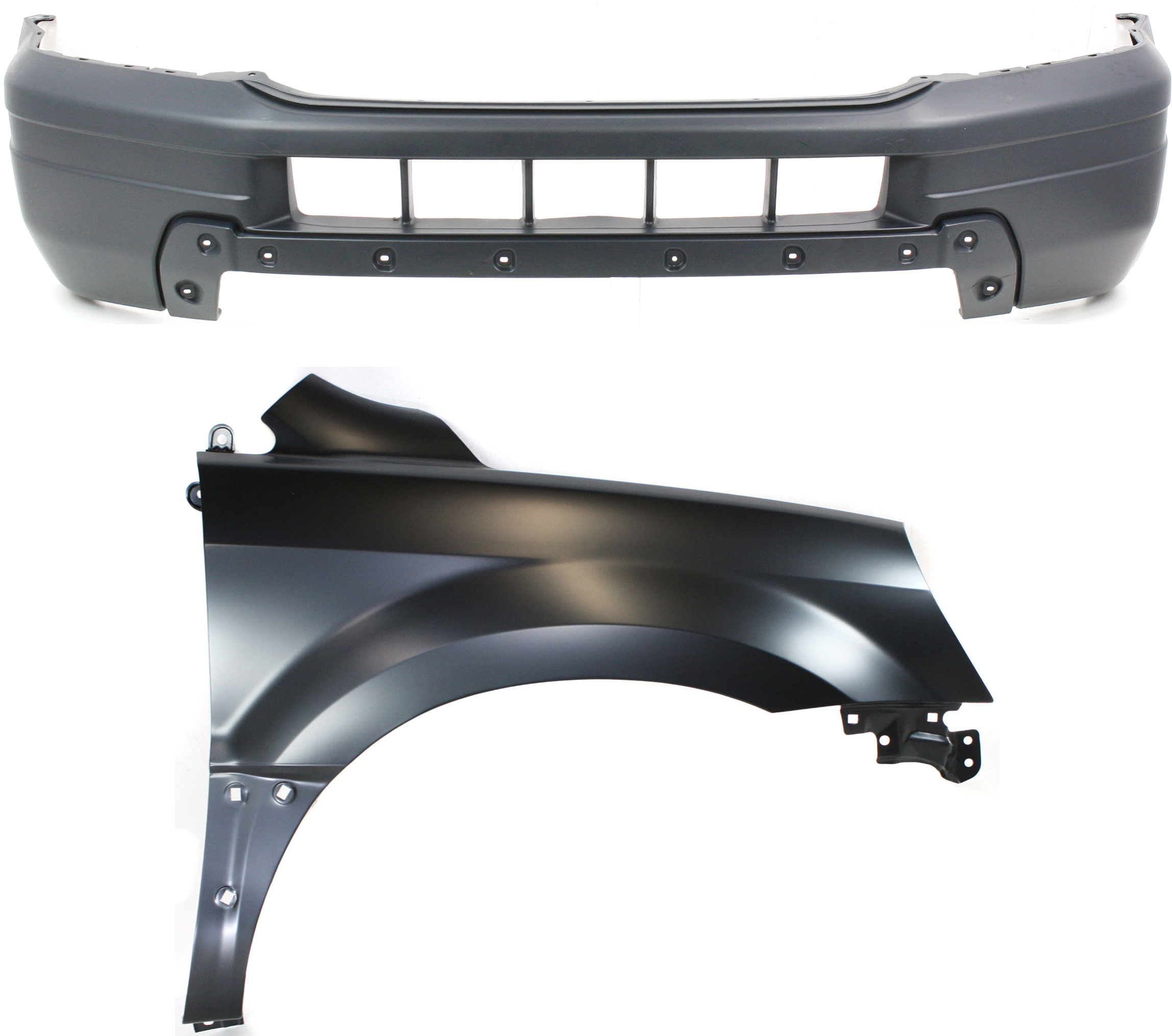 AM PILOT3-05 FRONT BUMPER COVER 2 pc Kit Primed with Fender SKU KIT 011418-77 Partslink HO1000208 HO1241159 OEM 04711S9VA90ZZ 60211S9VA90ZZ