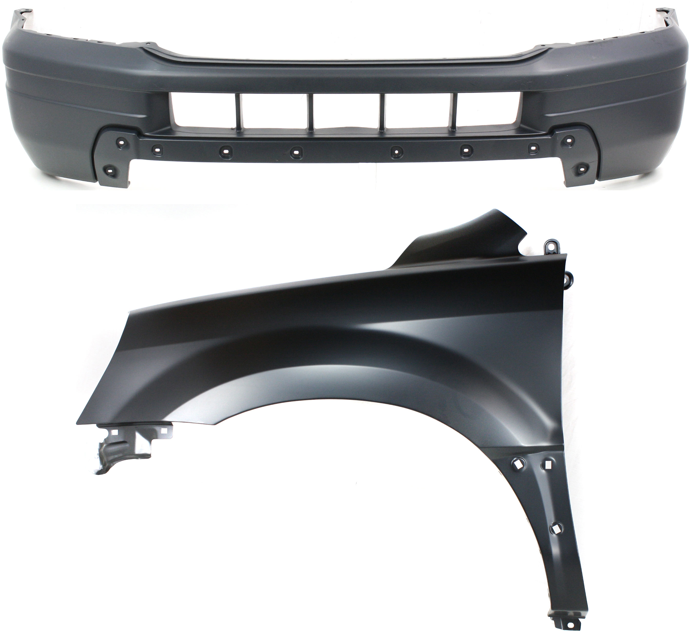 AM PILOT3-05 FRONT BUMPER COVER 2 pc Kit Primed with Fender SKU KIT 011418-78 Partslink HO1000208 HO1240159 OEM 04711S9VA90ZZ 60261S9VA90ZZ
