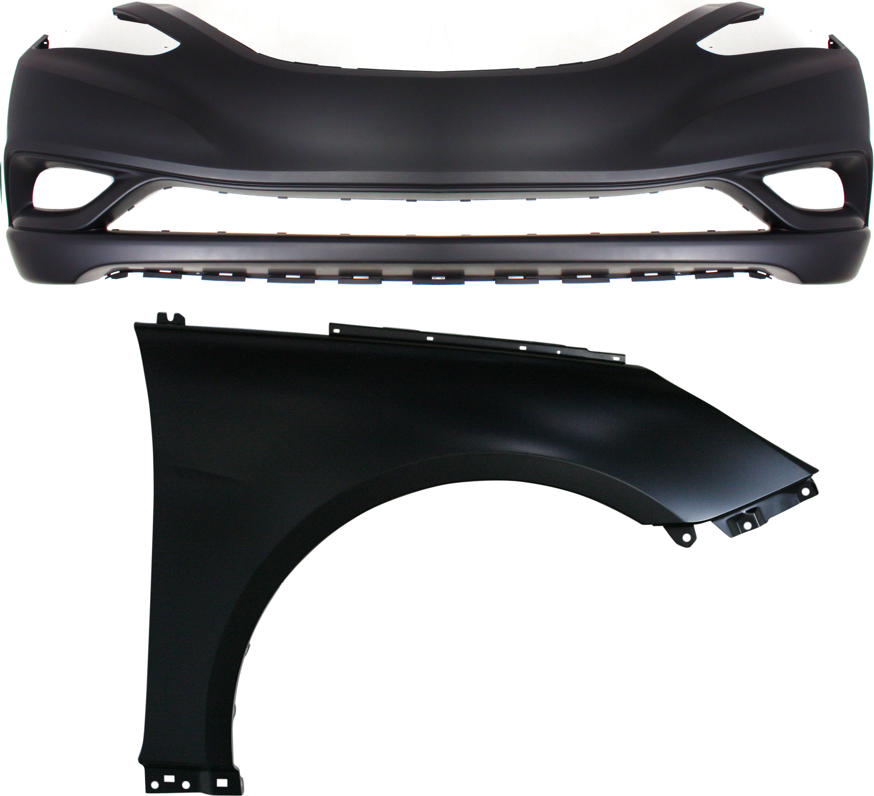 AM SONATA 11-13 FRONT BUMPER COVER 2 pc Kit Primed with Fender SKU KIT 011418-80 Partslink HY1000183 HY1241150 OEM 865113Q000-663213Q000