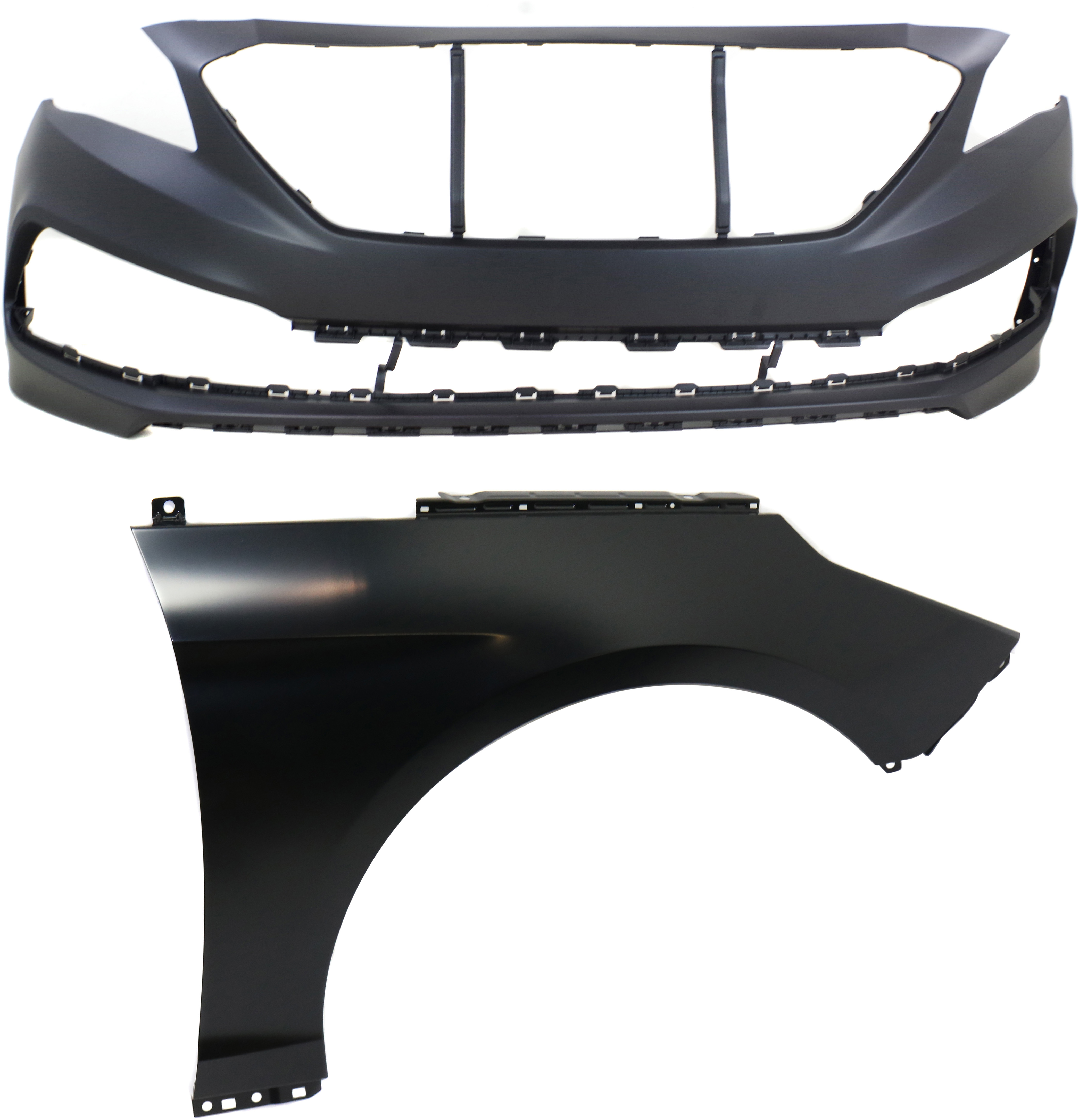 AM SONATA 15-17 FRONT BUMPER COVER 2 pc Kit Primed with Fender SKU KIT 011418-82 Partslink HY1000211 HY1241161 OEM 86511C2300-66321C1000