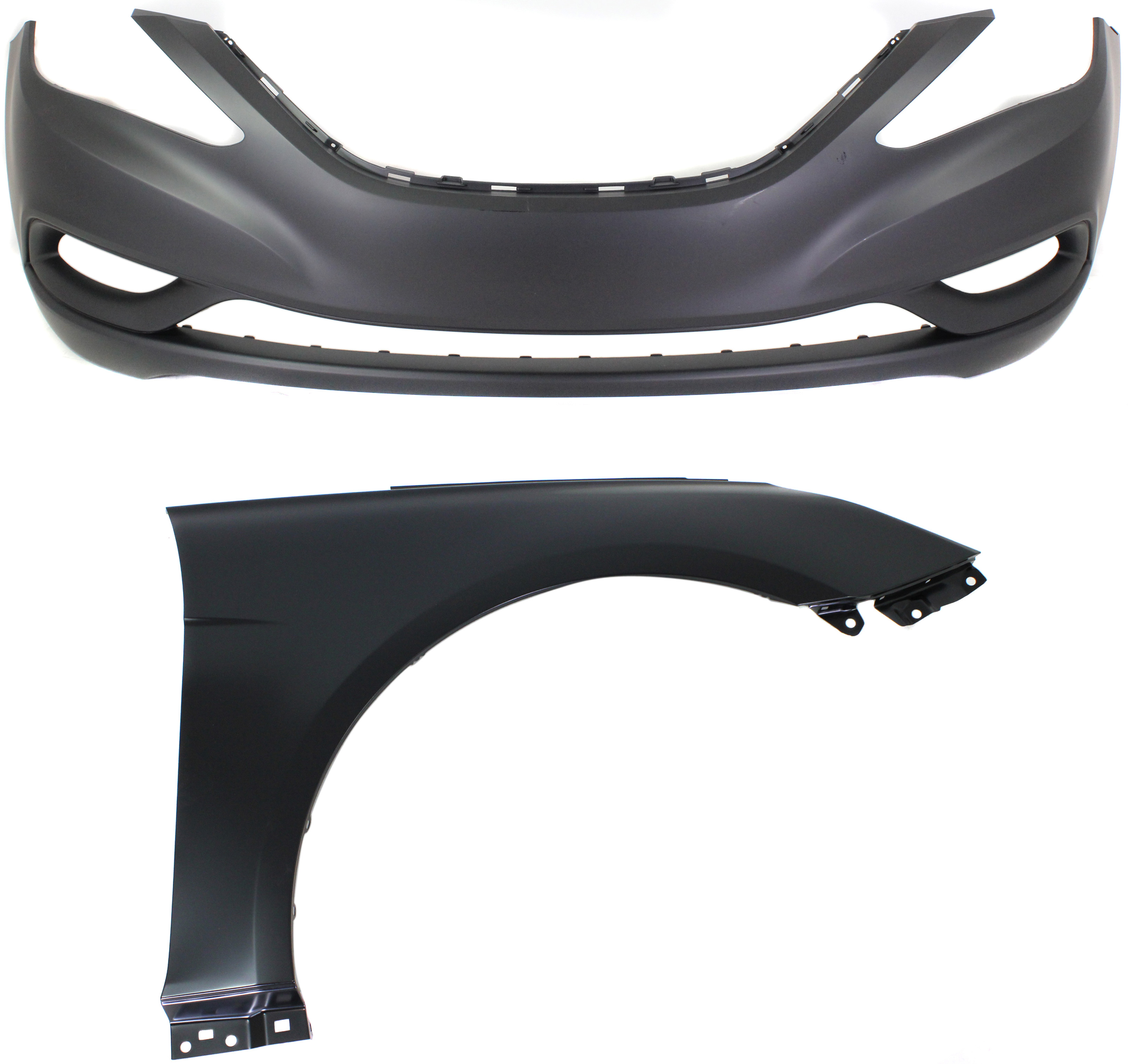 AM SONATA 11-13 FRONT BUMPER COVER 2 pc Kit Primed with Fender CAPA SKU KIT 011418-85 Partslink HY1000183C HY1241150C OEM 663213Q000-865113Q000