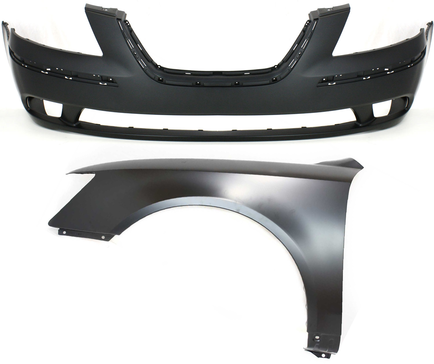 AM SONATA9-10 FRONT BUMPER COVER 2 pc Kit Primed with Fender SKU KIT 011418-89 Partslink HY1000178 HY1240134 OEM 865110A700-663100A000