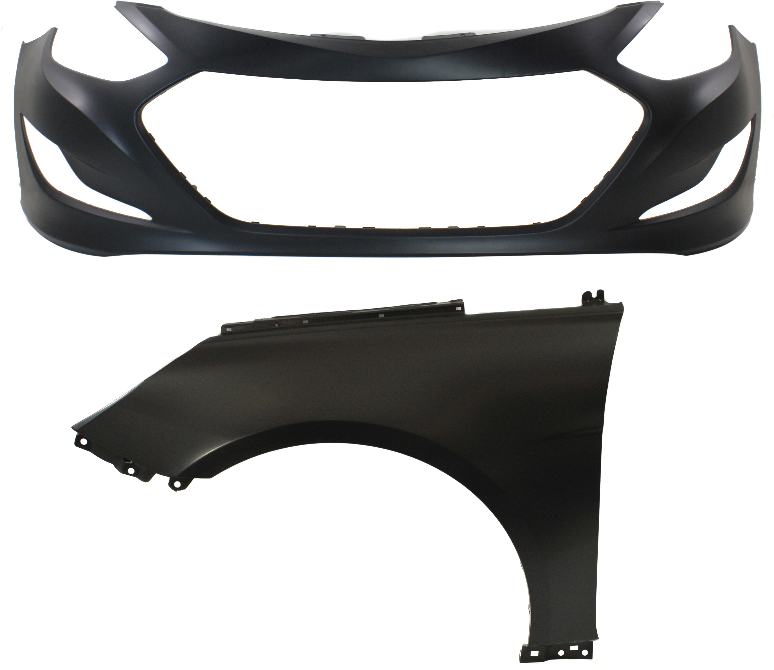 AM SONATA 11-15 FRONT BUMPER COVER 2 pc Kit Primed with Fender SKU KIT 011418-91 Partslink HY1000186 HY1240151 OEM 865114R000-663113S000