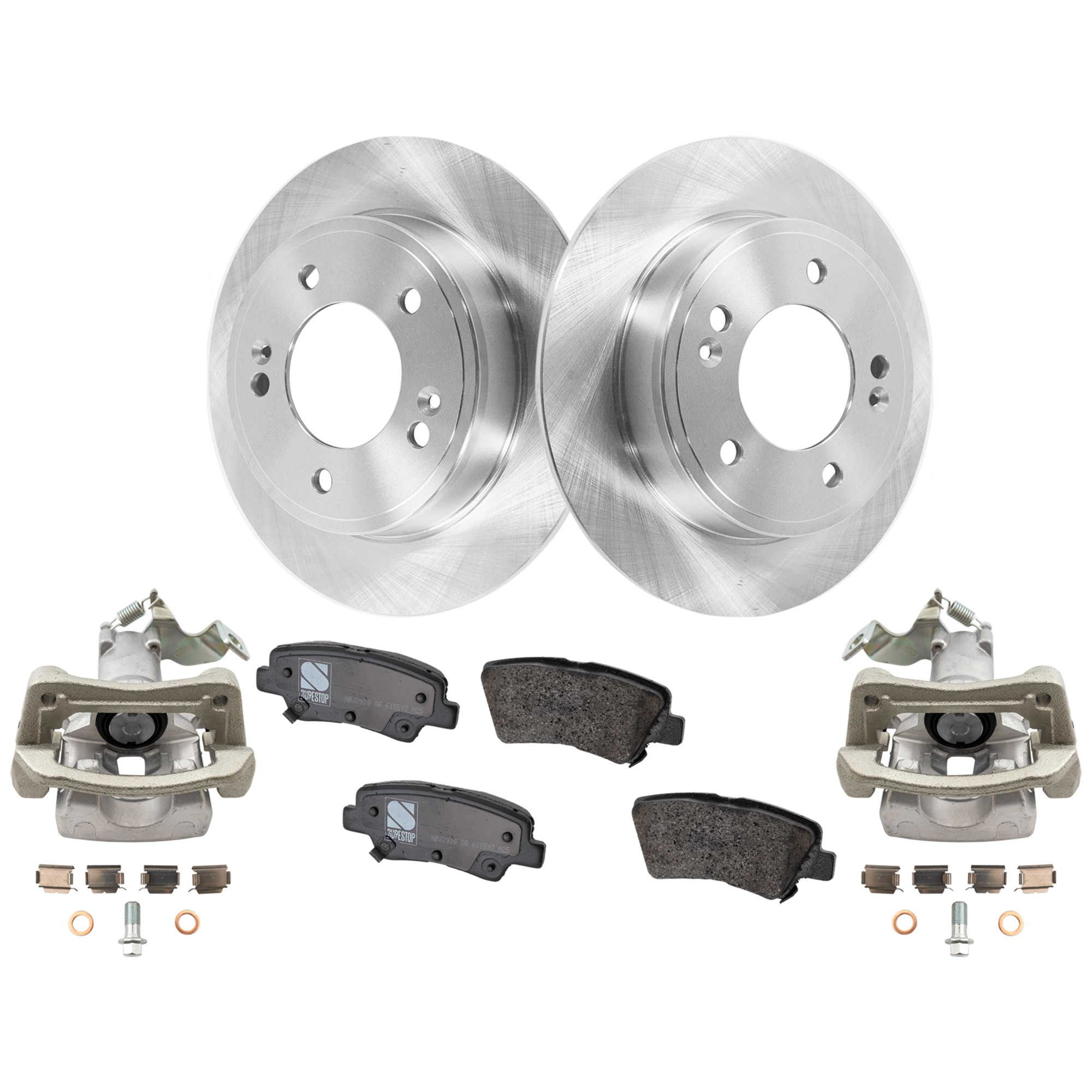 AM FORTE FORTE5-17-18 REAR BRAKE KIT WITH CALIPERS 2 Wheel Set Includes 2 Brake Caliper 2 Brake Disc and 1 Brake Pad Set Plain Surface 5 Lugs Cast Iron SKU KIT 011425-15 OEM 44746-0833529-850287-60003037