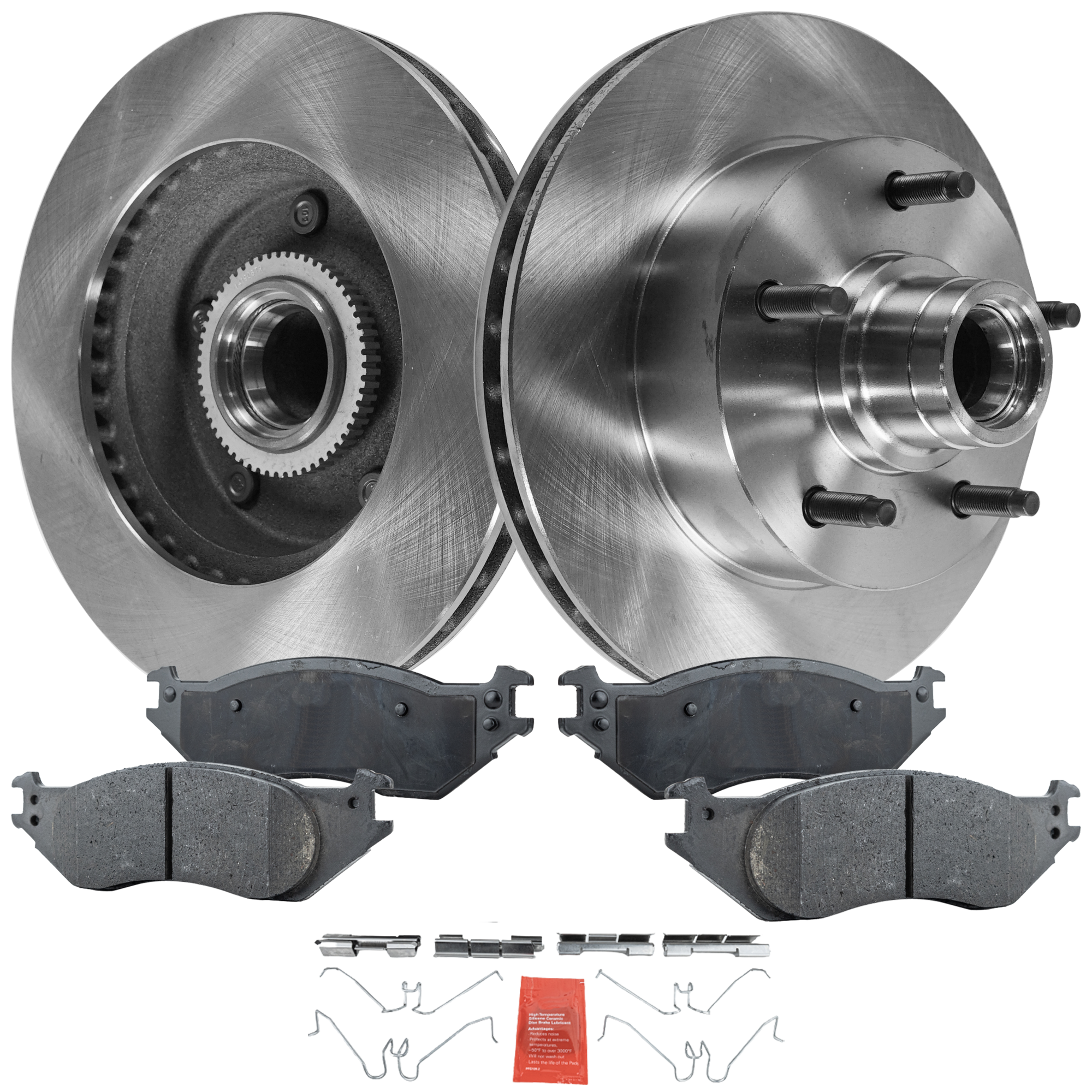 AM E 150 E 150 CLUB WAGON 03-03 FRONT BRAKE DISC AND PAD KIT 2 Wheel Set Plain Surface SKU KIT 011623-105 OEM F4UZ1102A F5UZ1102UA 4C2Z2001A