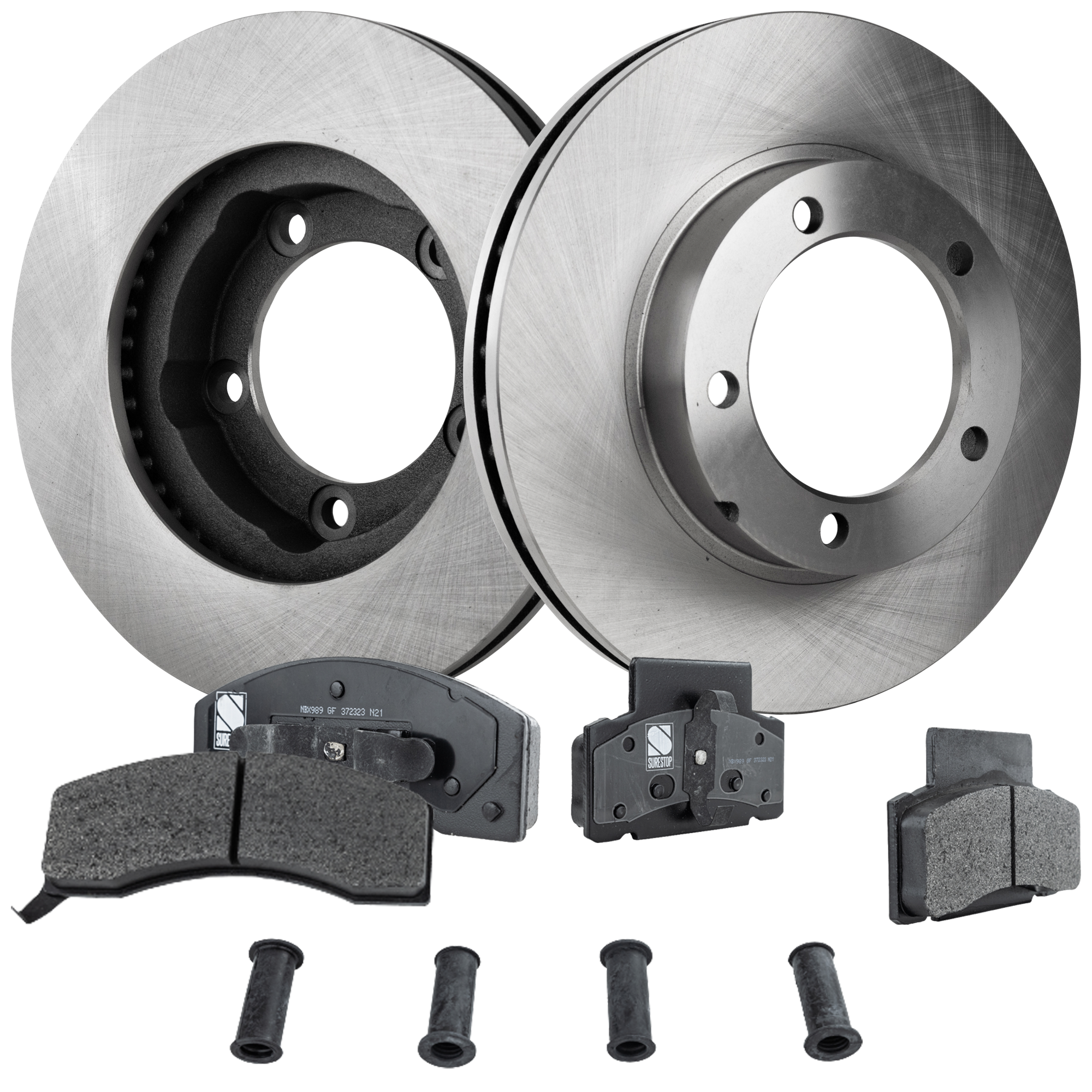 AM C3500HD 99-00 FRONT BRAKE DISC AND PAD KIT 2 Wheel Set Plain Surface SKU KIT 011623-150 OEM 55029-101461-145027-1056496-60