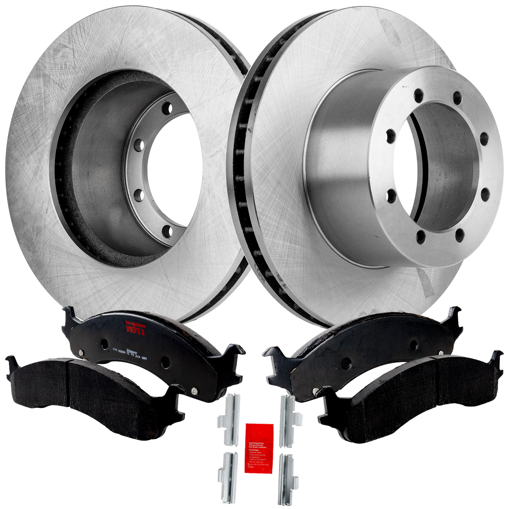 AM E 450 SUPER DUTY 03-04 REAR BRAKE DISC AND PAD KIT 4 pc Kit Plain Surface SKU KIT 011623-29 OEM F6UZ2C026AA 1C2Z2001AA 1C2Z200