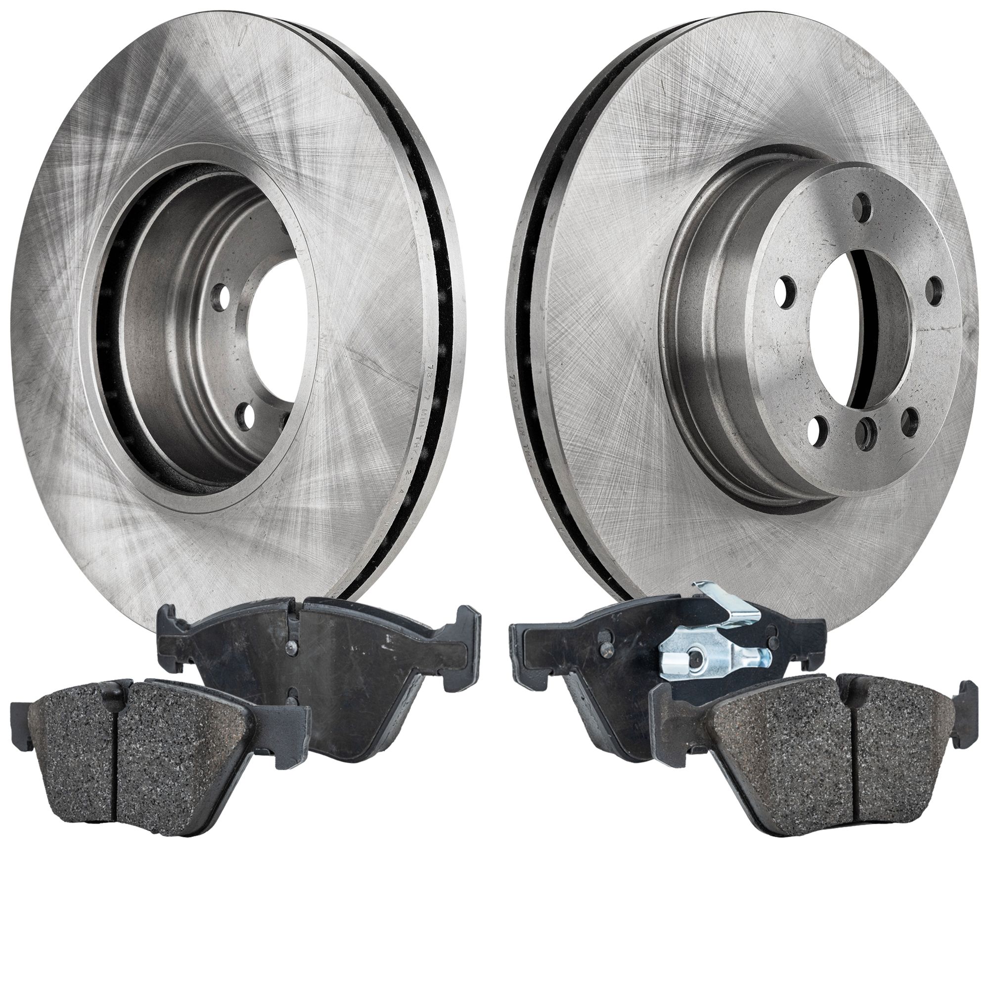 AM 525I 07-07 FRONT BRAKE DISC AND PAD KIT 2 Wheel Set Plain Surface SKU KIT 011623-46 OEM 34116753221-34116864906-341123