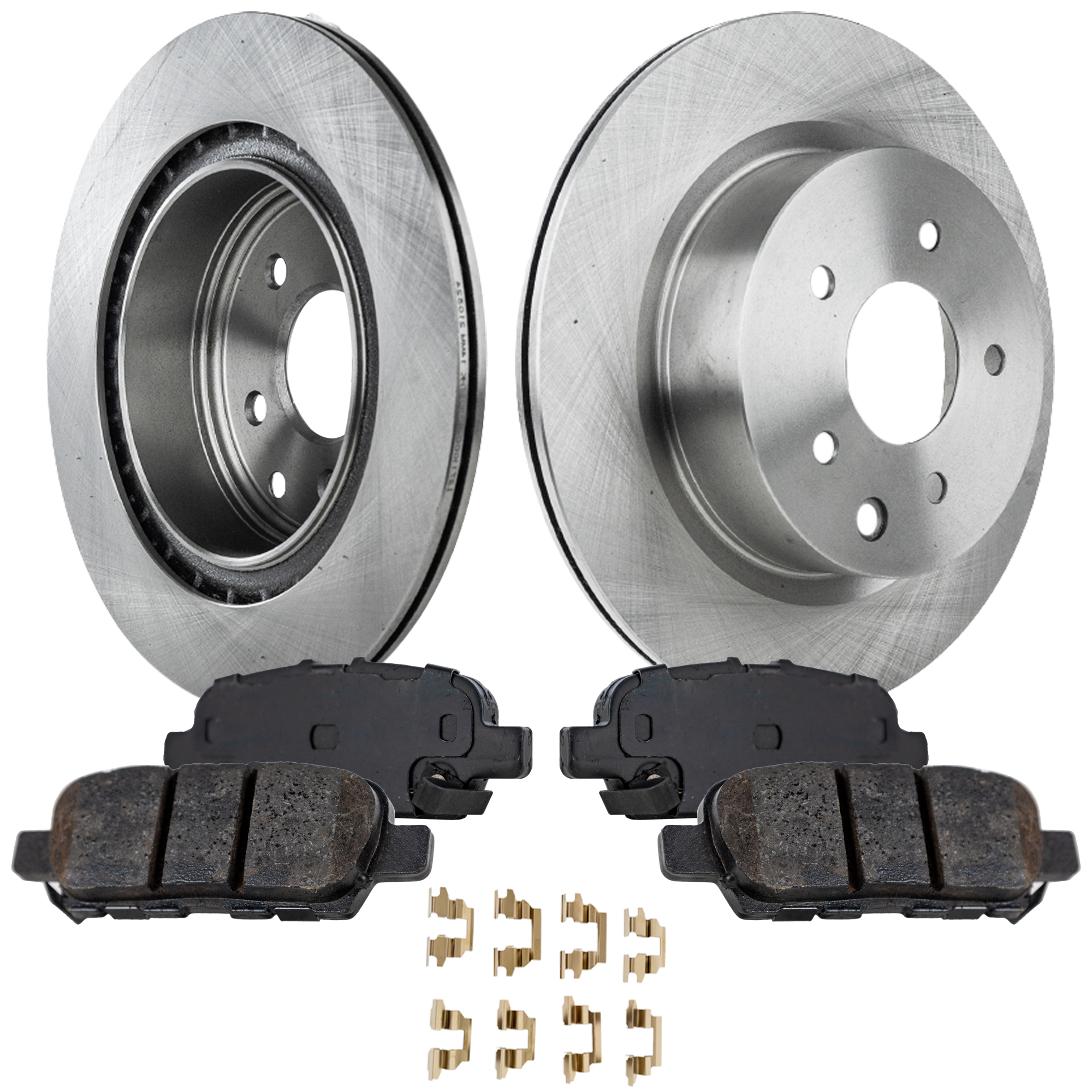 AM 370Z 09-20 MAXIMA 09-23 REAR BRAKE DISC AND PAD KIT 2 Wheel Set SKU KIT 011623-69 OEM 43206EG000 D40601MB0A D40603NF