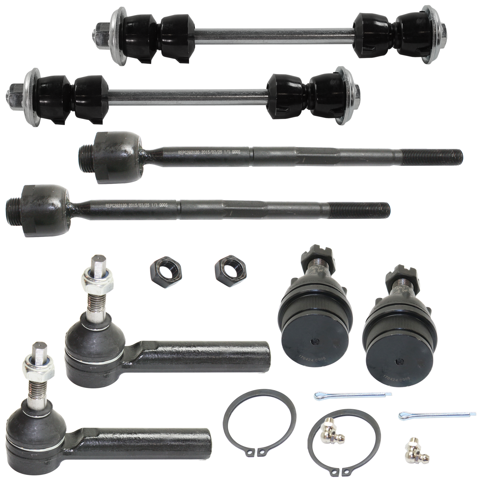 AM ESCALADE YUKON 07-14 FRONT SUSPENSION KIT RH AND LH 8 pc kit with Ball Joints Sway Bar Links and Tie Rod Ends SKU KIT 011624-01 OEM 104327-2601528-5051272-1247281