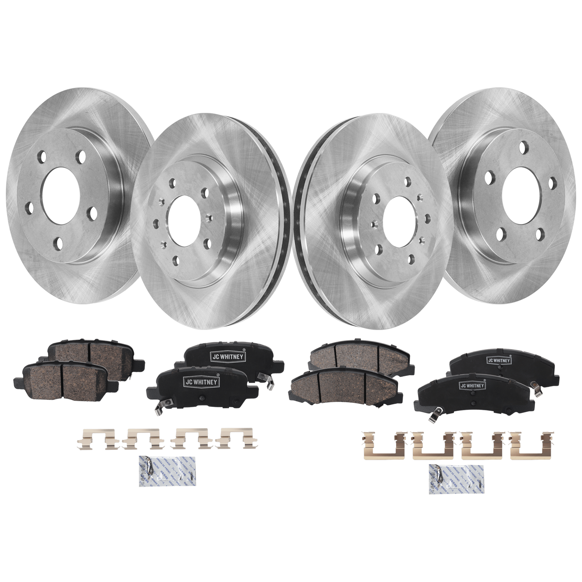 AM IMPALA IMPALA LIMITED 11-13 FRONT AND REAR BRAKE DISC AND PAD KIT 4 Wheel Set SKU KIT 011625 C21 OEM 18048699-15251335-25955931-208