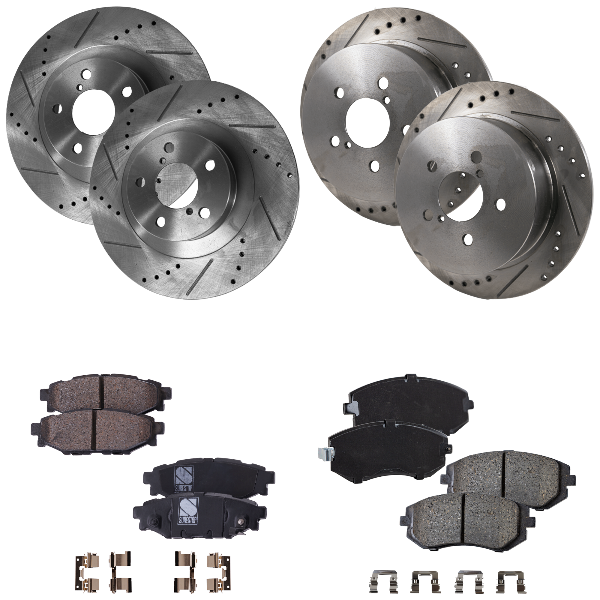 AM OUTBACK 05-09 FRONT AND REAR BRAKE DISC AND PAD KIT 4 Wheel Set SKU KIT 011625 C47 OEM 31403-44323-0833079-900422-488