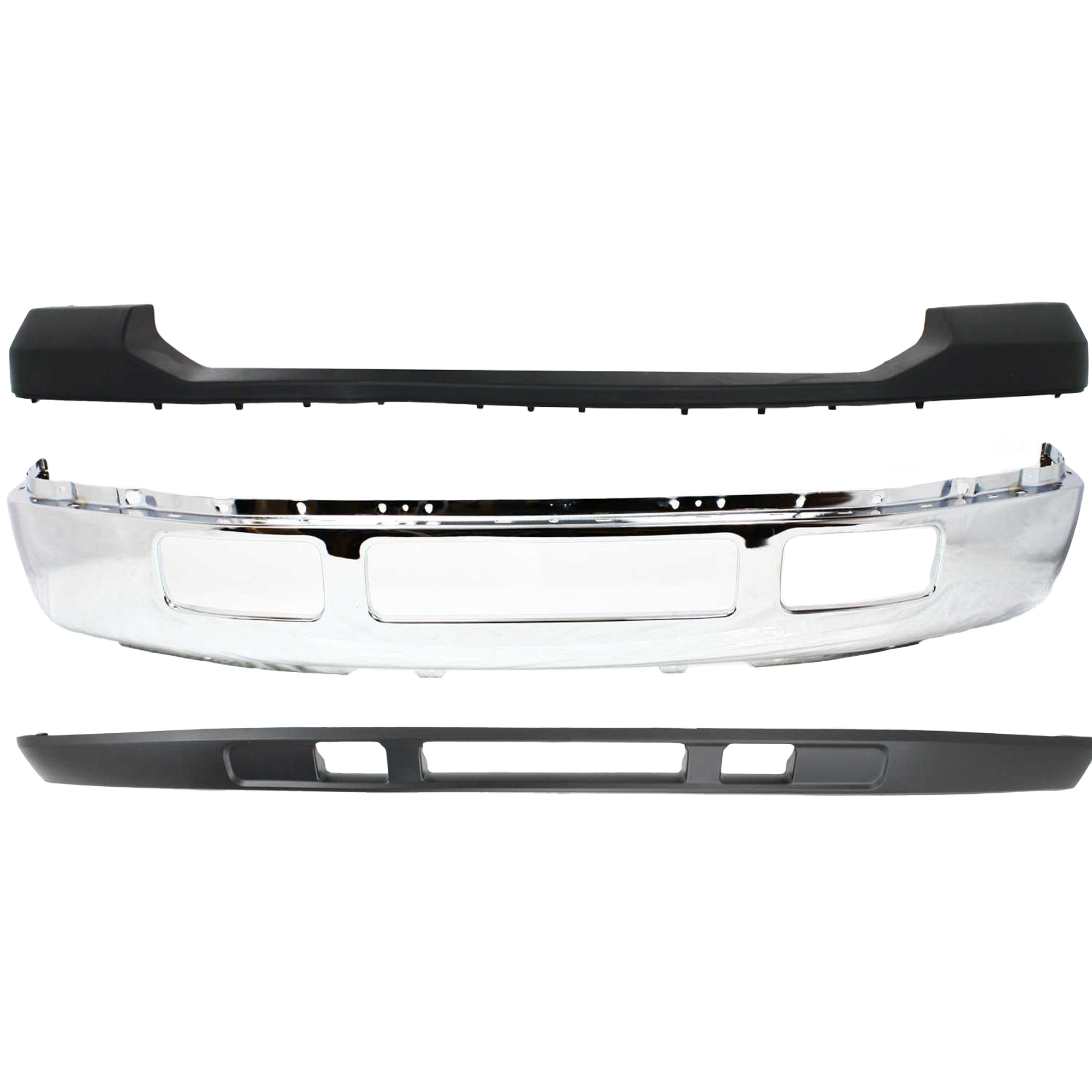 AM F 250 F 350 SUPER DUTY6-07 FRONT BUMPER 3 pc kit Chrome w Bumper Cover and Lower Panel SKU KIT 011718-13 Partslink FO1002392 FO1000607 FO1095219 OEM 5C3Z17757BA 6C3Z17D957AA 5C3Z1