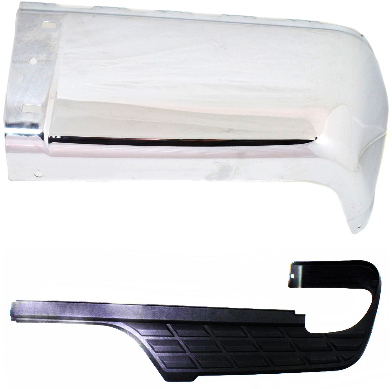 AM SIERRA 1500 SILVERADO 1500-07-13 REAR BUMPER END RH 2 pc Kit with Bumper Step Pad SKU KIT 011718-29 Partslink GM1105149 GM1191125 OEM 15284308-15284314