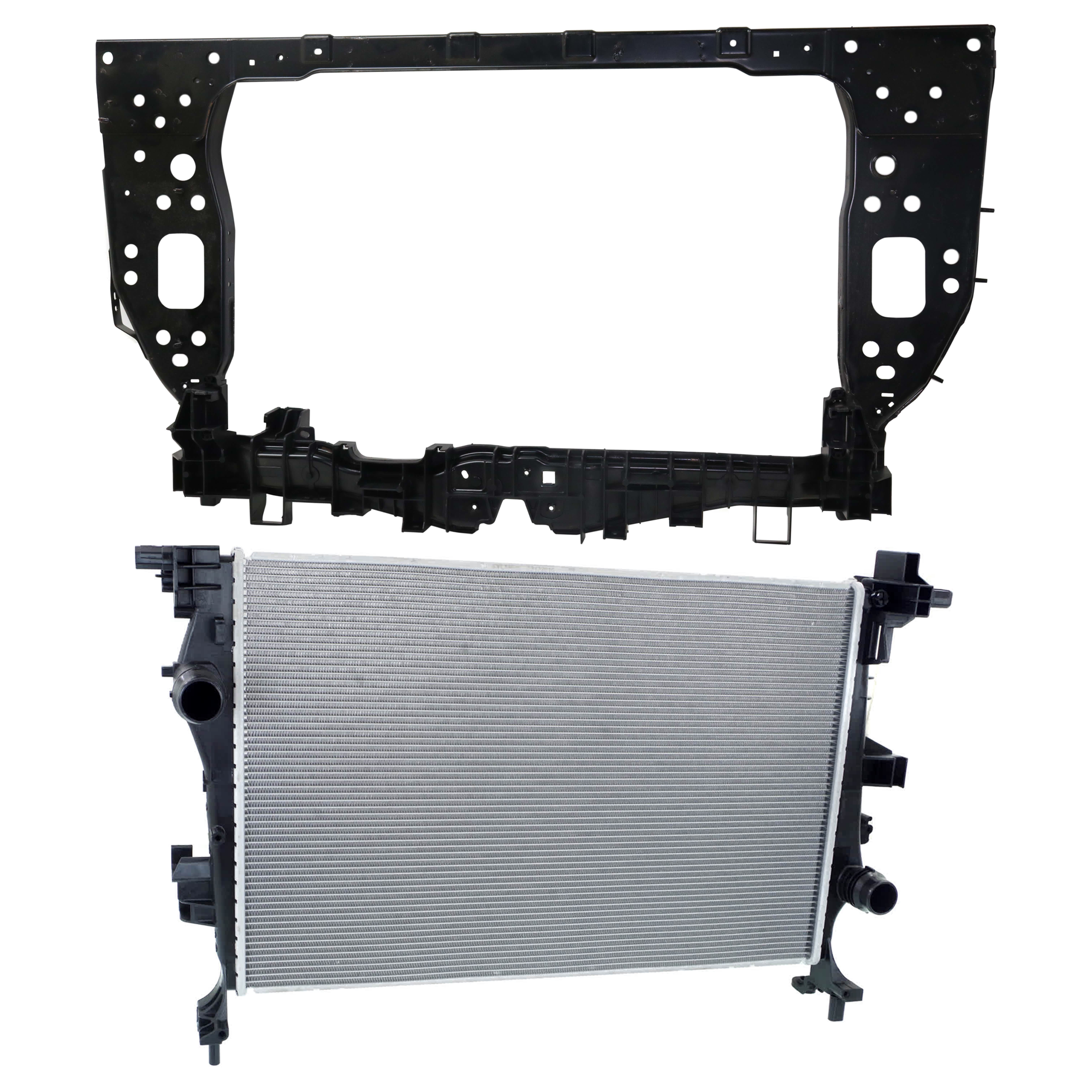 AM 500X 16-18 RADIATOR 2 pc kit 4 Cyl 1.4L Eng. Plastic Tank SKU KIT 011725-04 Partslink CH3010370 FI1225102 OEM 68260449AA 68323405AA