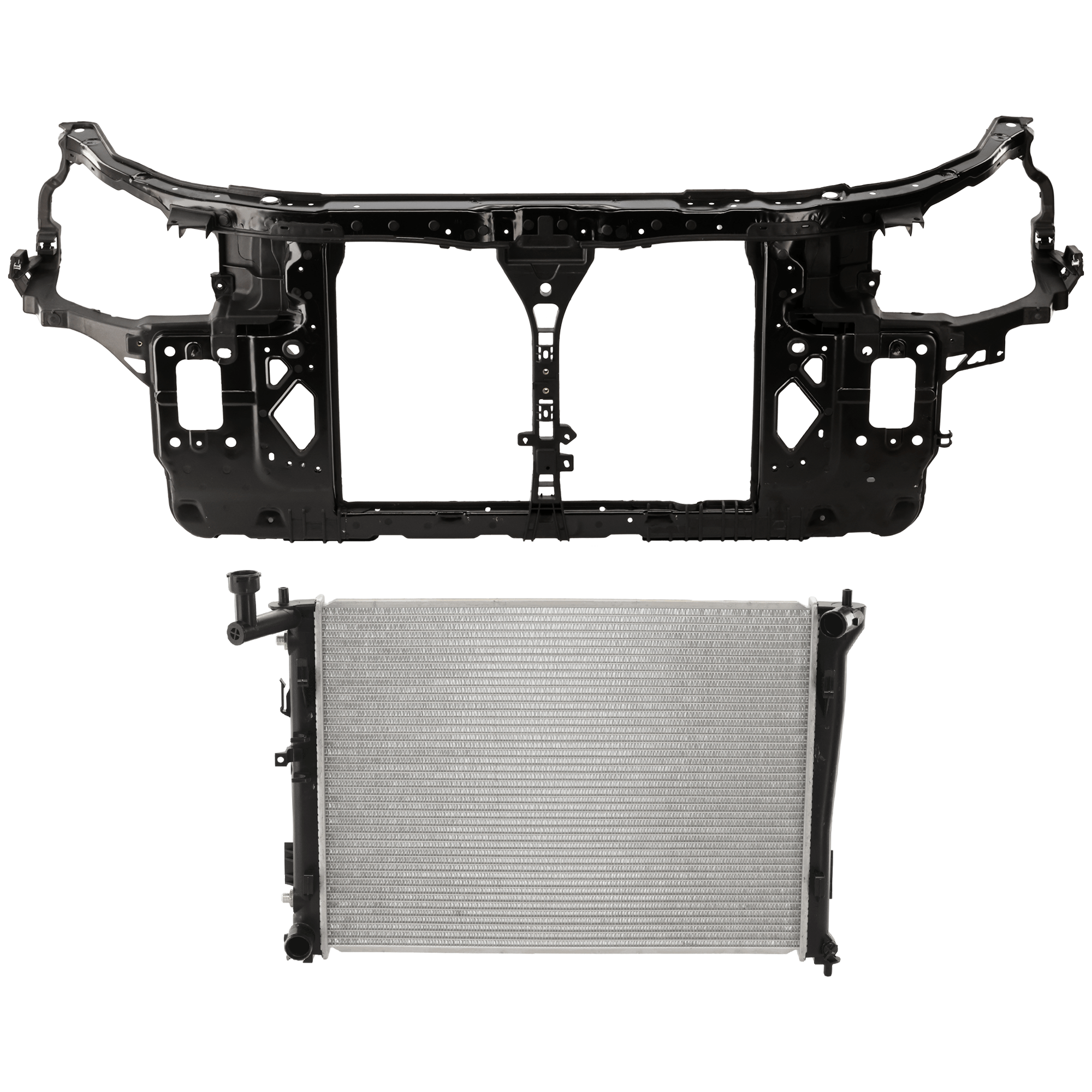 AM ELANTRA 09-12 RADIATOR 2 pc kit 4 Cyl 2.0L Eng. Plastic Tank SKU KIT 011725-104 Partslink HY3010158 HY1225159 OEM 253102H050-641012L000