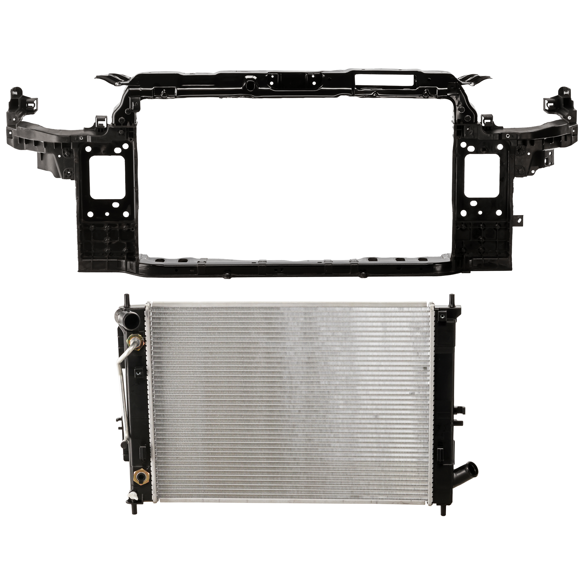 AM ELANTRA 14-16 RADIATOR 2 pc kit 4 Cyl Plastic Tank SKU KIT 011725-106 Partslink HY3010186 HY1225180 OEM 253103X650-253103X600-641013X0