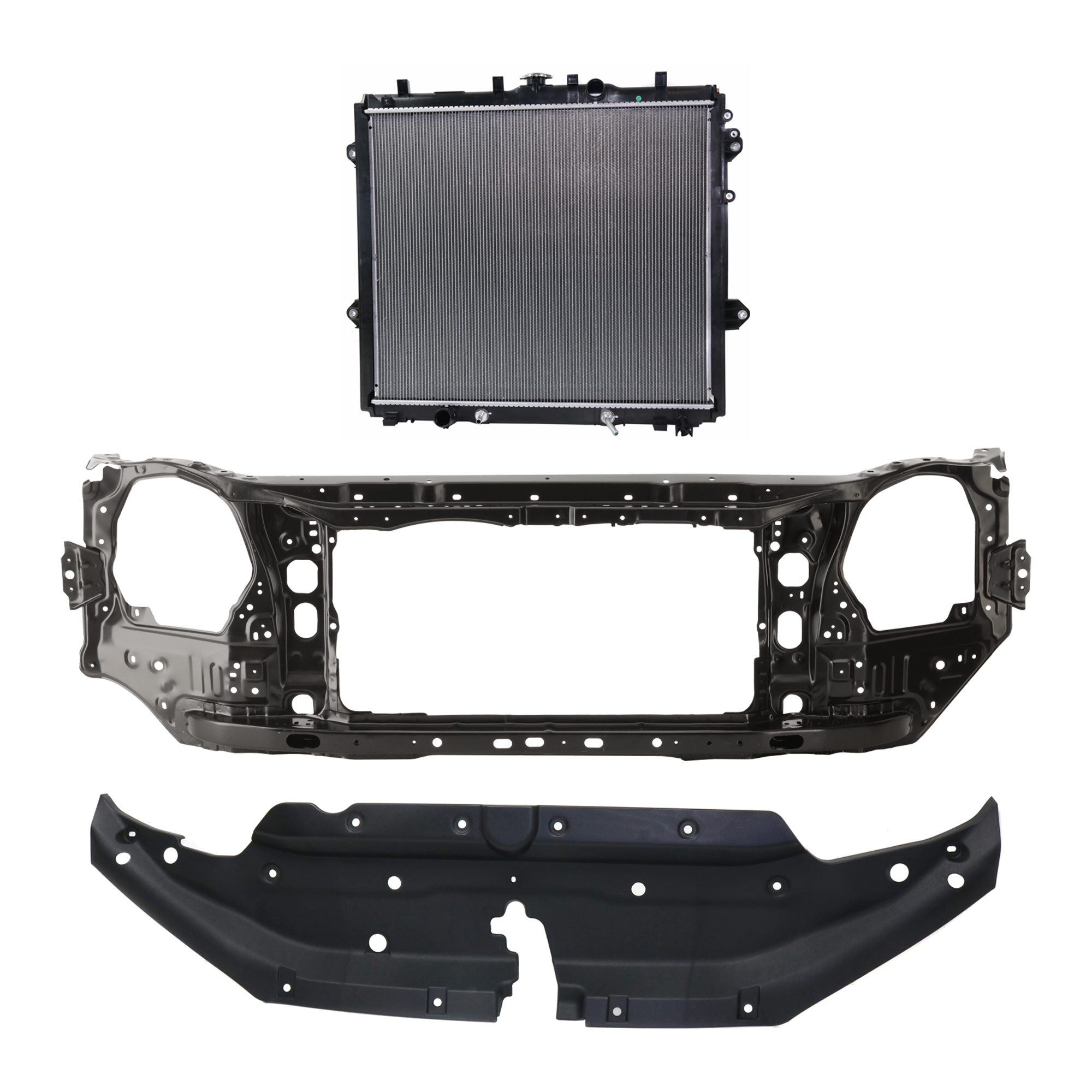 AM 4RUNNER 10-18 RADIATOR 3 pc kit 6 Cyl 4.0L Eng. Plastic Tank with Radiator Support Cover SKU KIT 011725-119 Partslink TO3010329 TO1225295 TO1224108 OEM 1640031713-5320160171-53292350