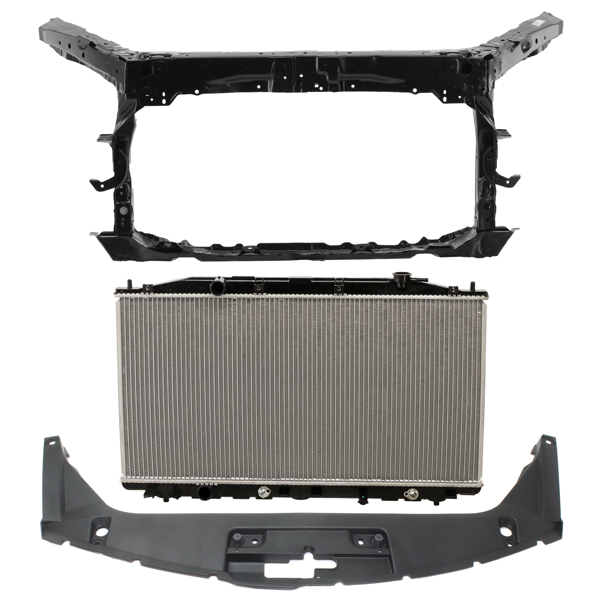AM ACCORD 08-12 RADIATOR 3 pc kit 4 Cyl 2.4L Eng. Plastic Tank with Radiator Support Cover SKU KIT 011725-126 Partslink HO3010217 HO1225158 HO1224100 OEM 19010R40A52-60400TE0A01ZZ 7112