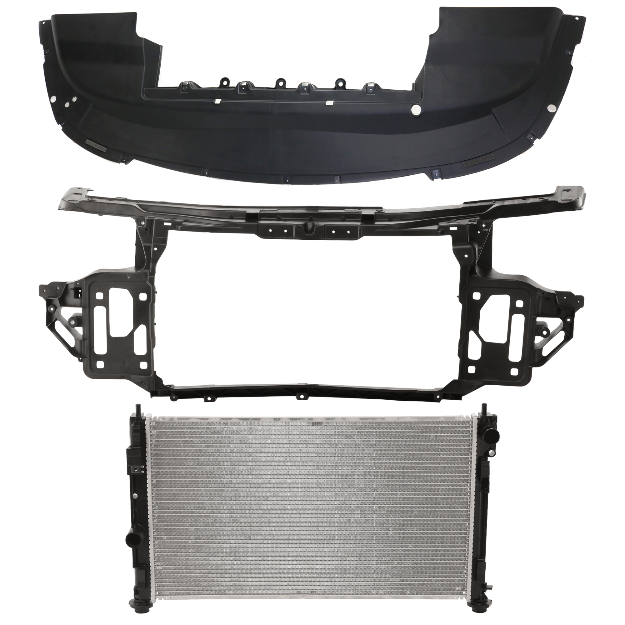 AM CHRYSLER 200-11-14 RADIATOR 3 pc kit with Radiator Support Cover SKU KIT 011725-127 Partslink CH3010341 CH3010339 CH1225210 CH1091105 OEM 68004049AB 5116209AL 68378862A
