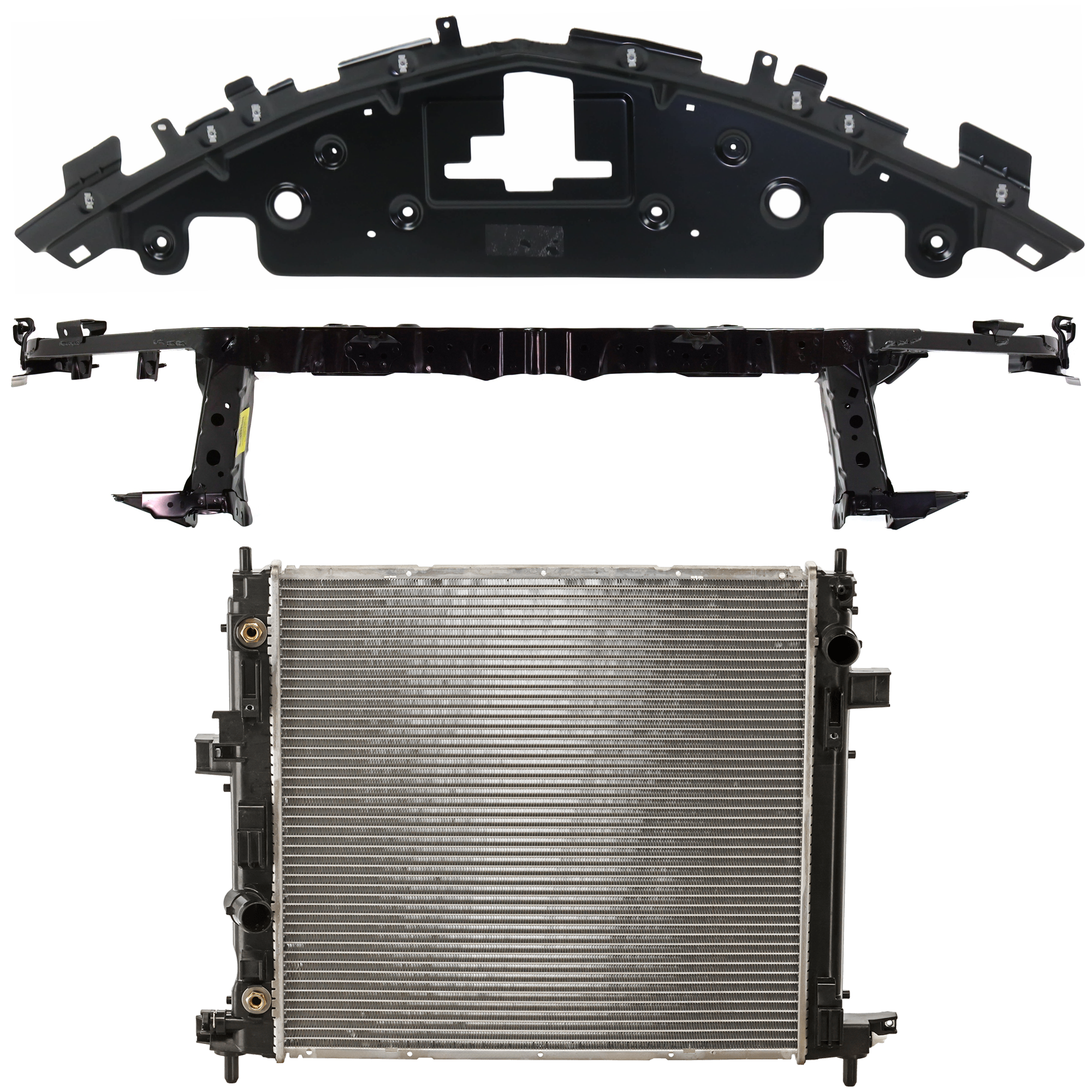 AM CAMARO 16-24 RADIATOR 3 pc kit with Radiator Support Cover SKU KIT 011725-131 Partslink GM3010586 GM1225326 GM1224141 OEM 84352728-84169875-84522138-840