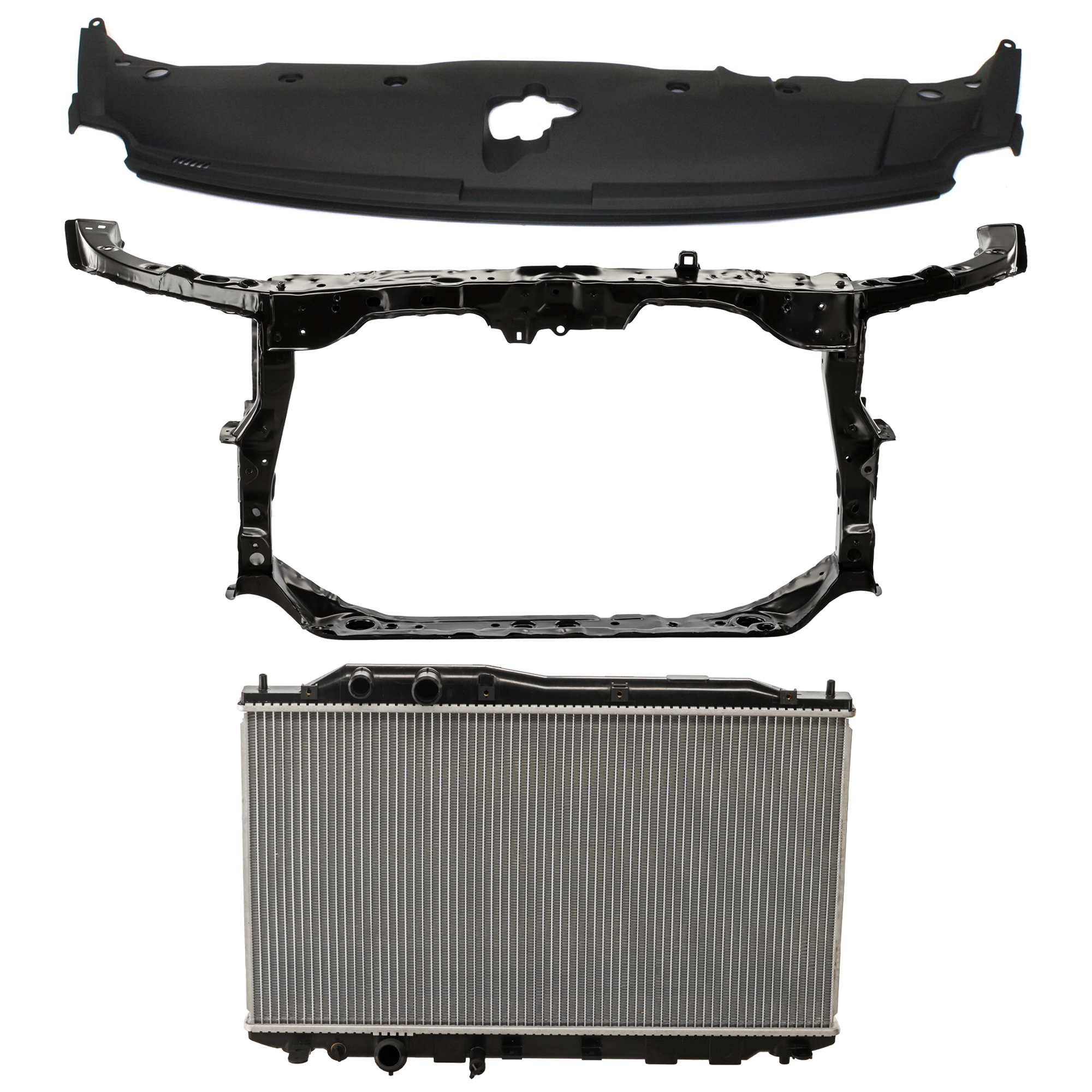 AM CIVIC 06-11 RADIATOR 3 pc kit 4 Cyl Plastic Tank with Radiator Support Cover SKU KIT 011725-138 Partslink HO3010208 HO1225144 HO1224101 OEM 19010RNBC51-60400SNEA01ZZ 7515