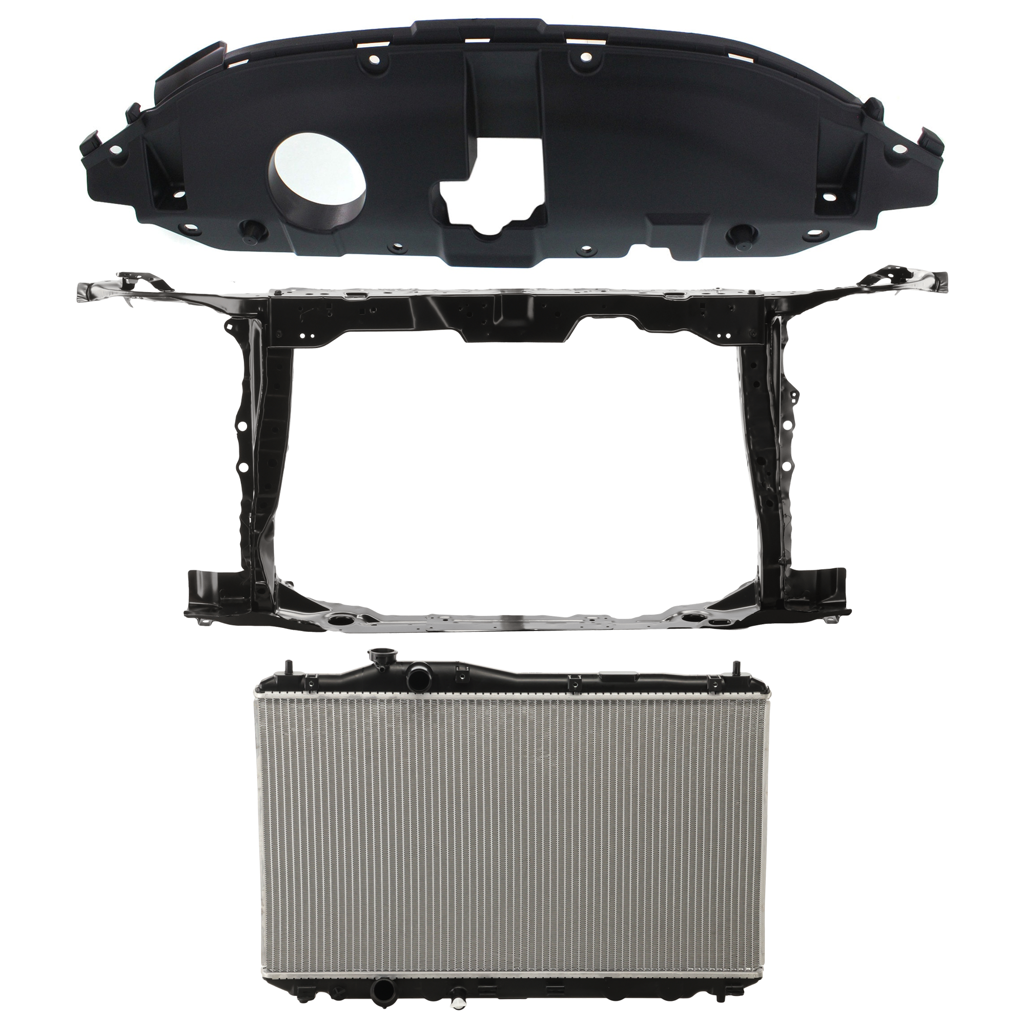 AM CIVIC 13-15 RADIATOR 3 pc kit 4 Cyl Plastic Tank with Radiator Support Cover SKU KIT 011725-140 Partslink HO3010229 HO1225172 HO1224102 OEM 19010R1BA51-60400TR3A02ZZ 7112