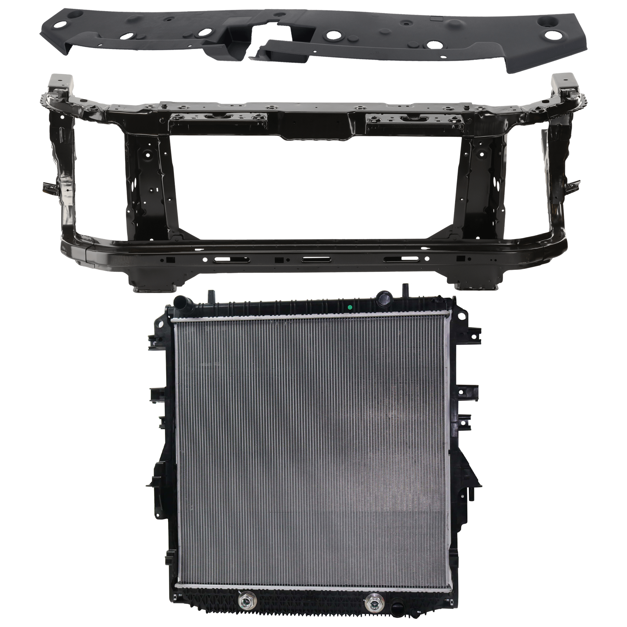 AM CANYON 15-16 RADIATOR 3 pc kit 6 Cyl 3.6L Eng. Plastic Tank with Radiator Support Cover SKU KIT 011725-143 Partslink GM3010573 GM1225323 GM1224150 OEM 84910548-84023465-23316877