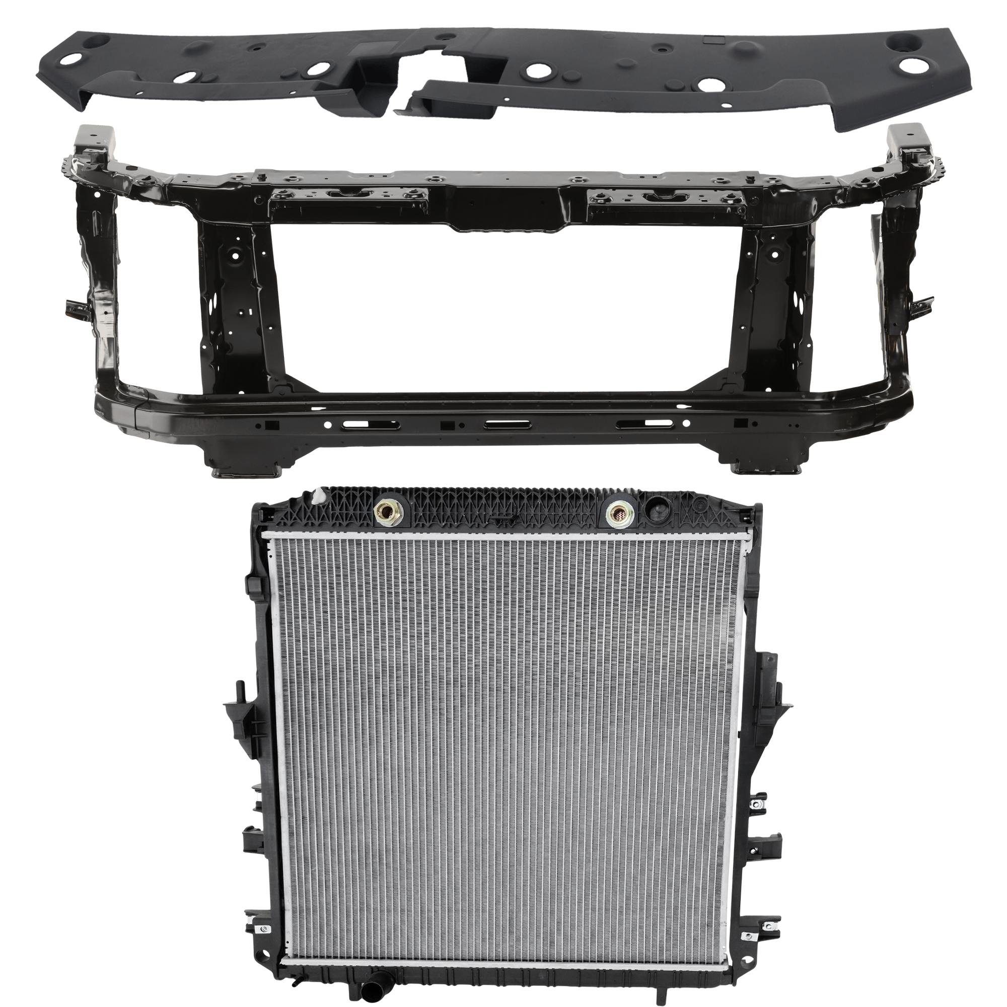 AM CANYON 17-22 RADIATOR 3 pc kit 6 Cyl 3.6L Eng. Plastic Tank with Radiator Support Cover SKU KIT 011725-144 Partslink GM3010616 GM1225323 GM1224150 OEM 84671373-84023465-23316877