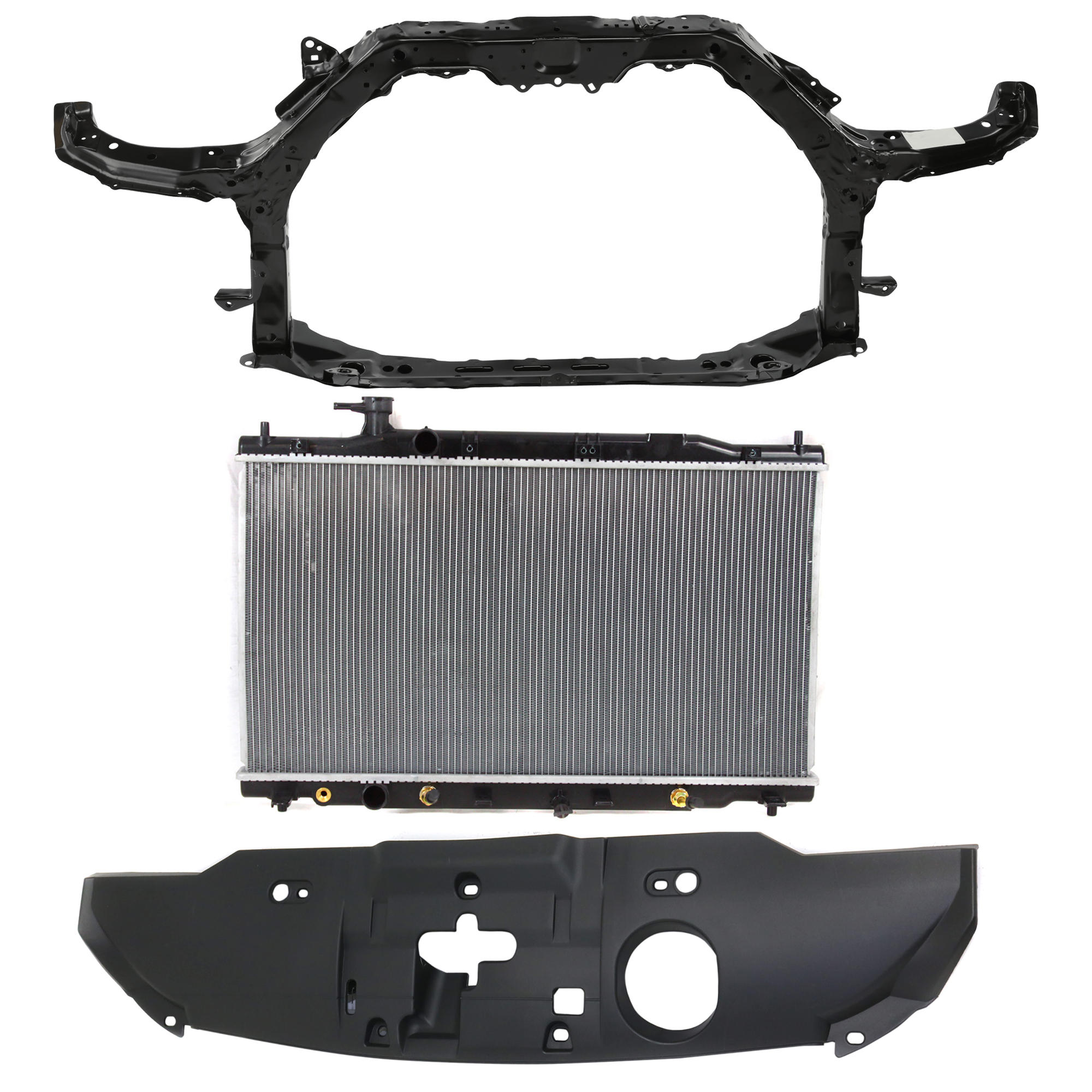AM CR V 07-09 RADIATOR 3 pc kit 4 Cyl 2.4L Eng. Plastic Tank with Radiator Support Cover SKU KIT 011725-152 Partslink HO3010209 HO1225152 HO1224104 OEM 19010RZAA51-60400SXSA00ZZ 7112