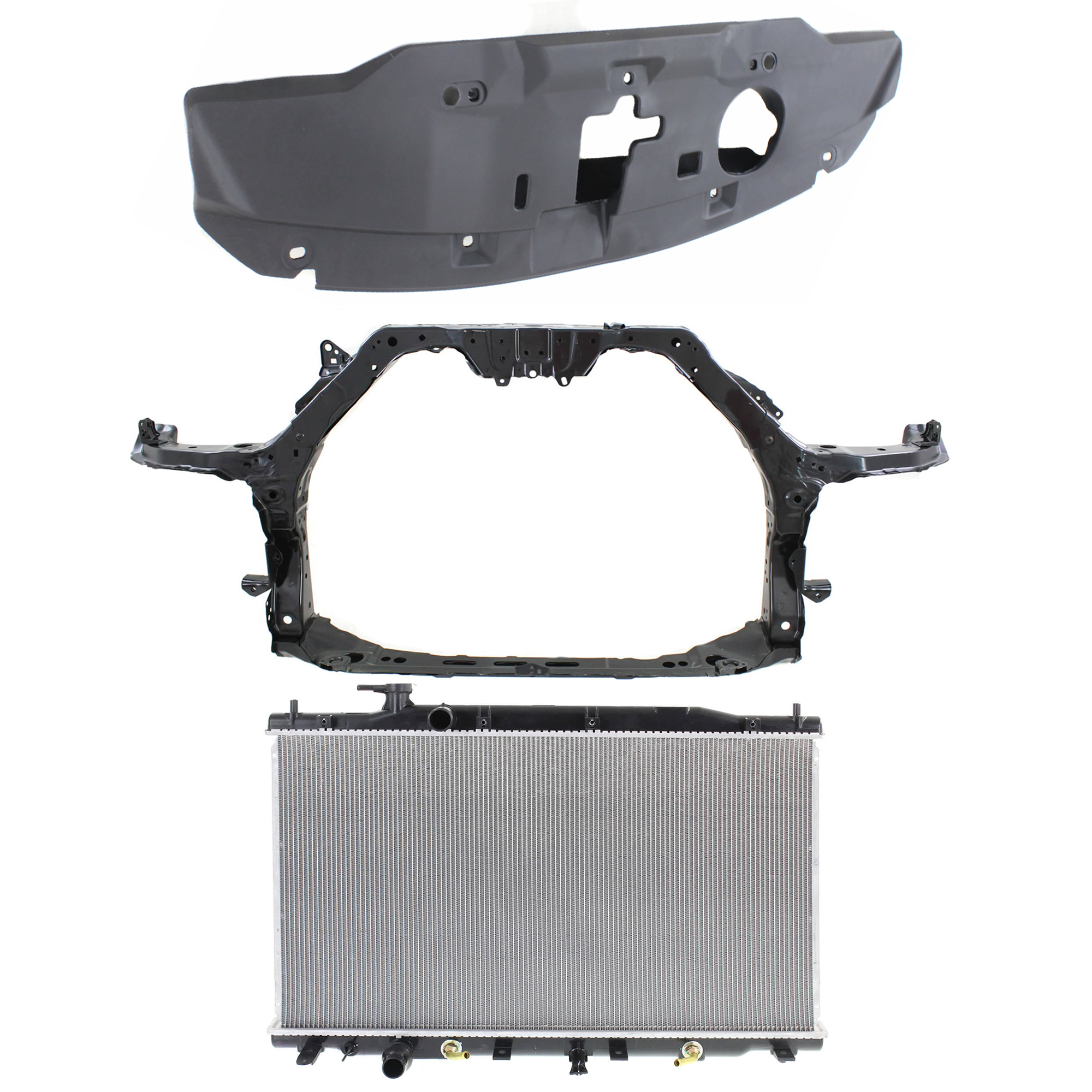 AM CR V 10-11 RADIATOR 3 pc kit 4 Cyl 2.4L Eng. Plastic Tank with Radiator Support Cover SKU KIT 011725-155 Partslink HO3010226 HO1225153 HO1224105 OEM 19010R11A51-60400SWAA01ZZ 7114