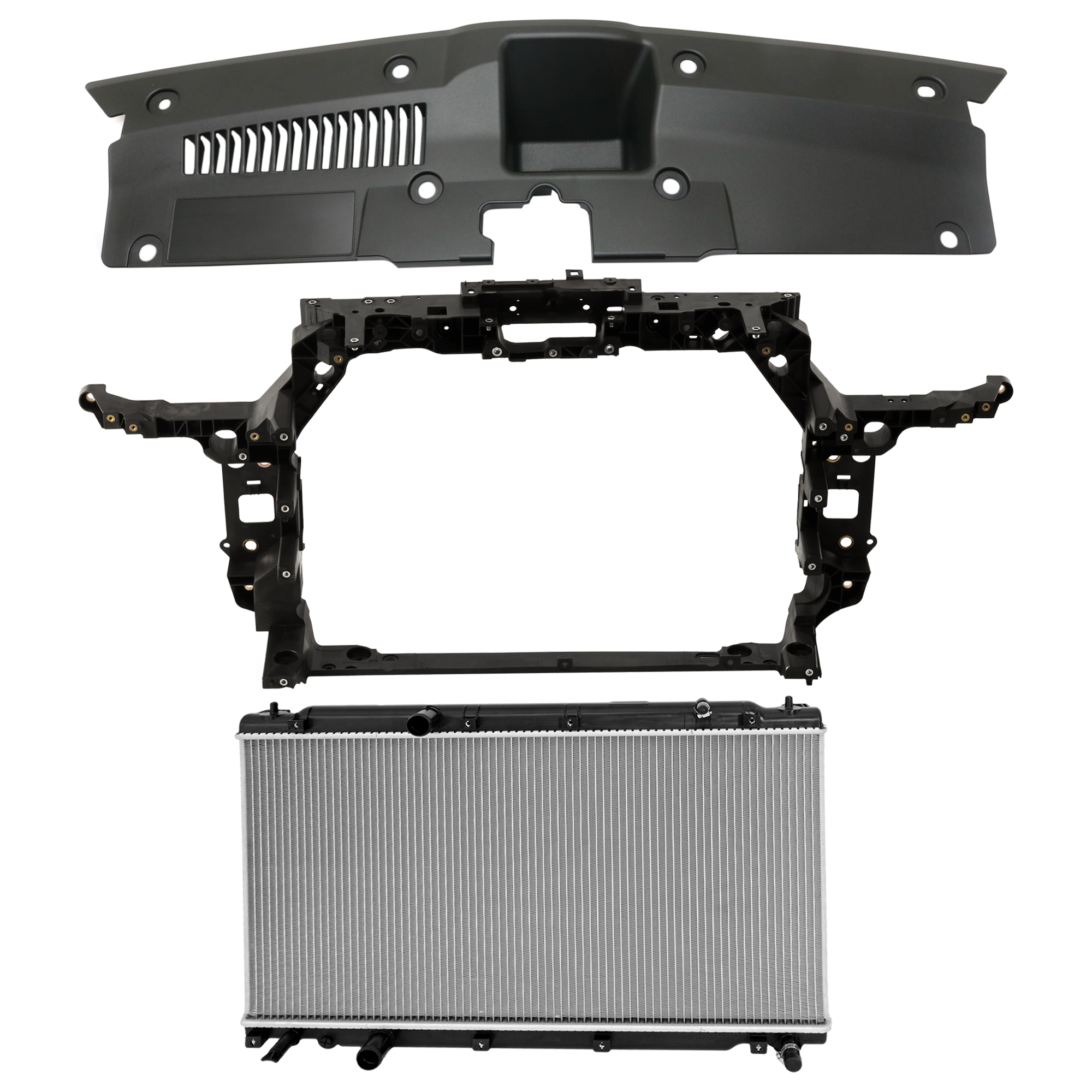 AM CR V 17-19 RADIATOR SUPPORT RADIATOR KIT 3 pc Kit 4 Cyl 1.5L Eng. Plastic Tank with Radiator Support Cover SKU KIT 011725-157 Partslink HO3010243 HO1225192 HO1224112 OEM 190105PAA01-71411TLAA52-71125T