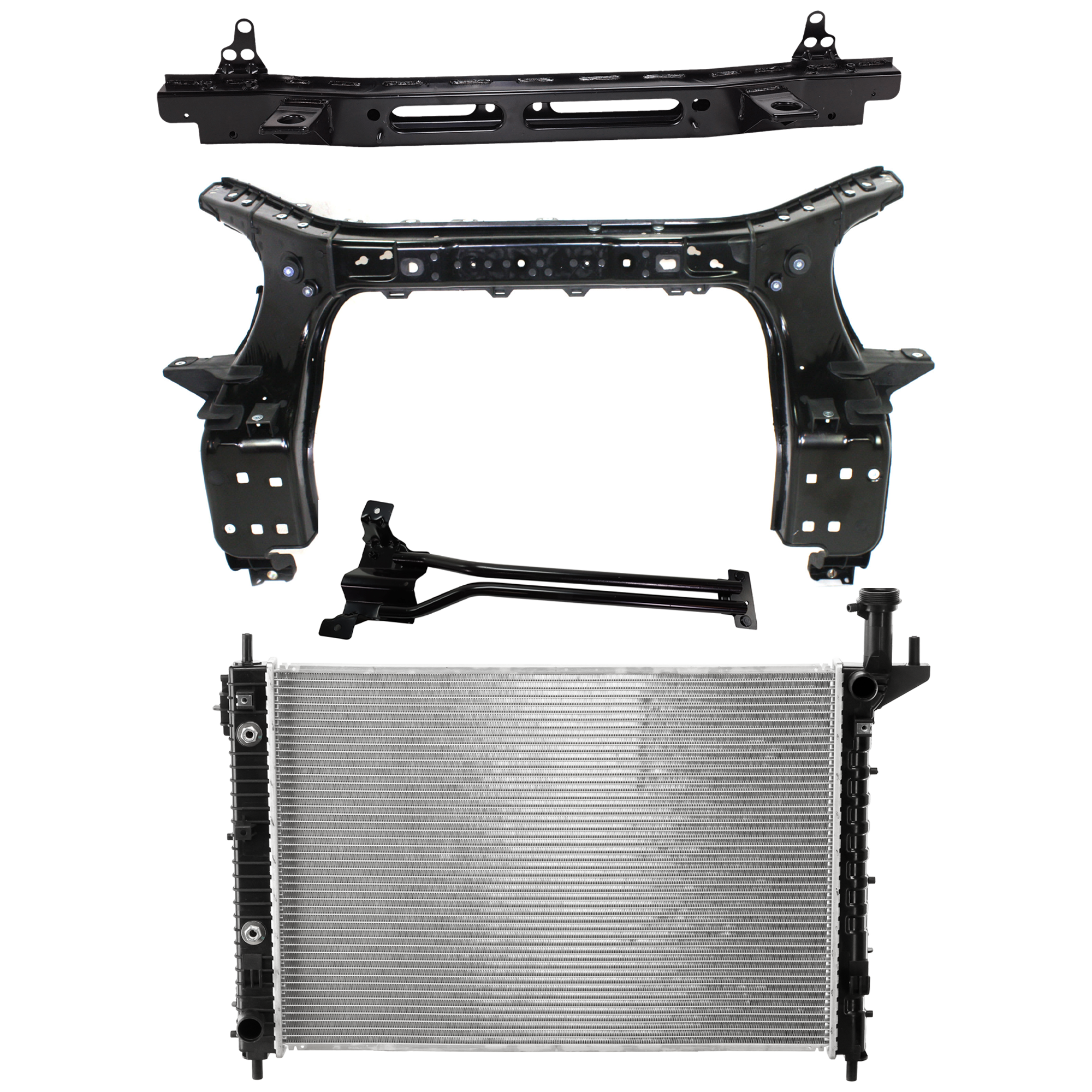 AM ACADIA 13-16 ACADIA LIMITED 17-17 RADIATOR SUPPORT RADIATOR KIT 4 pc Kit 6 Cyl 3.6L Eng. Plastic Tank SKU KIT 011725-164 Partslink GM3010512 GM1233109 GM1225274 GM1225270 OEM 23347008-20841737-22756987-257