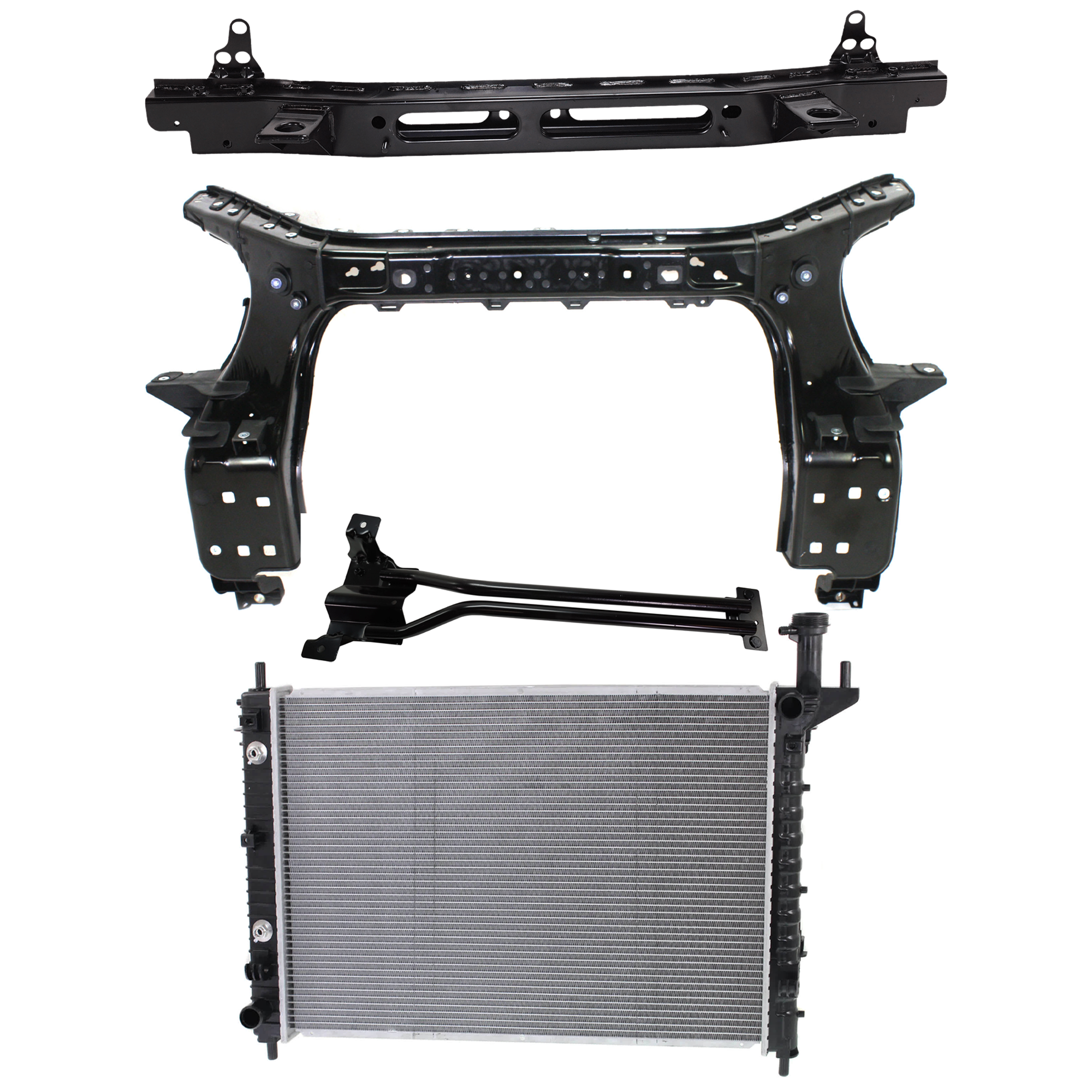 AM ACADIA 13-16 ACADIA LIMITED 17-17 RADIATOR SUPPORT RADIATOR KIT 4 pc Kit 6 Cyl 3.6L Eng. Plastic Tank SKU KIT 011725-165 Partslink GM3010513 GM1233109 GM1225274 GM1225270 OEM 84079536-22756987-25796740-228